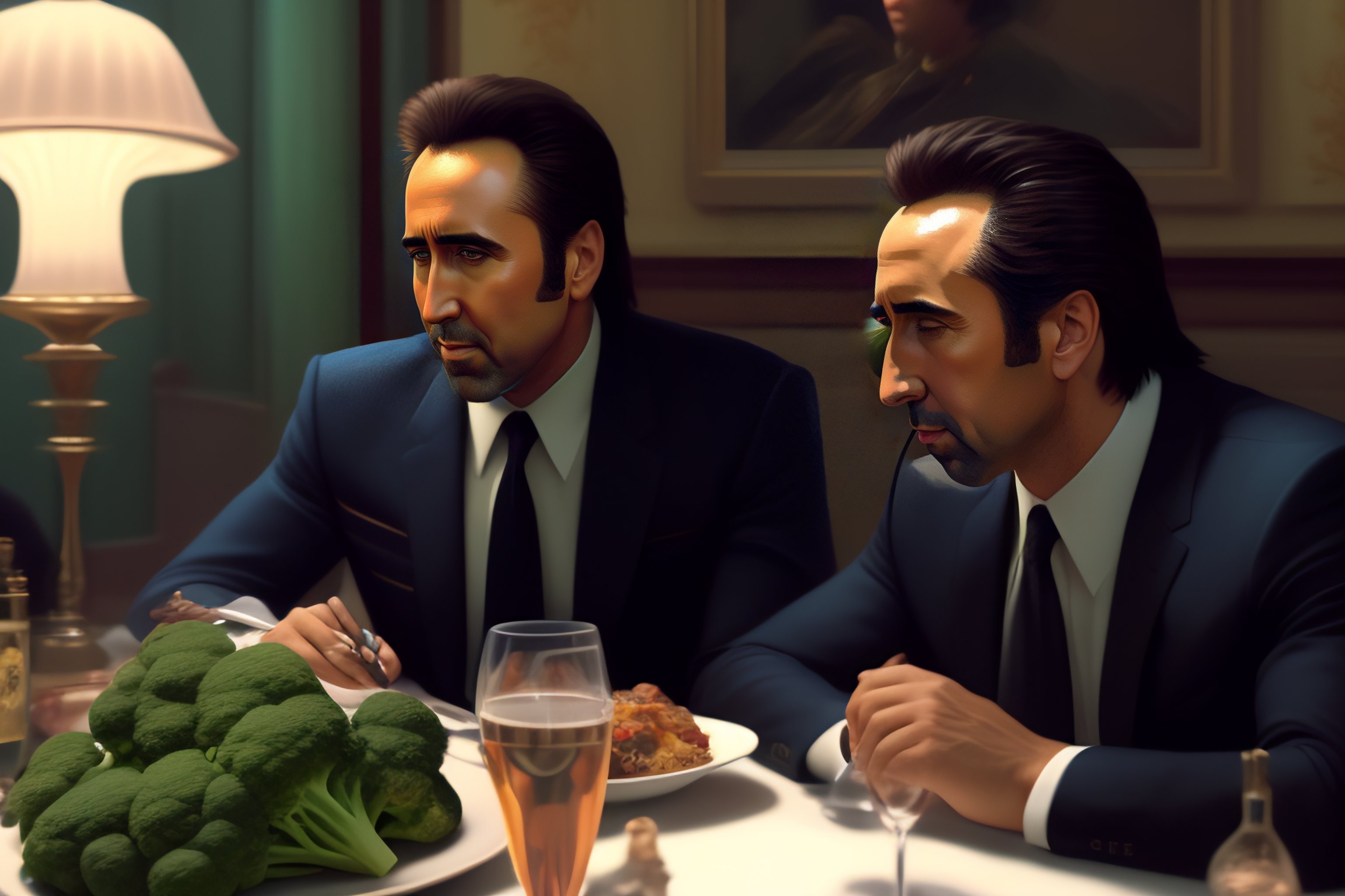 Lexica - Nicolas cage eating broccoli, expert high detail concept art ...