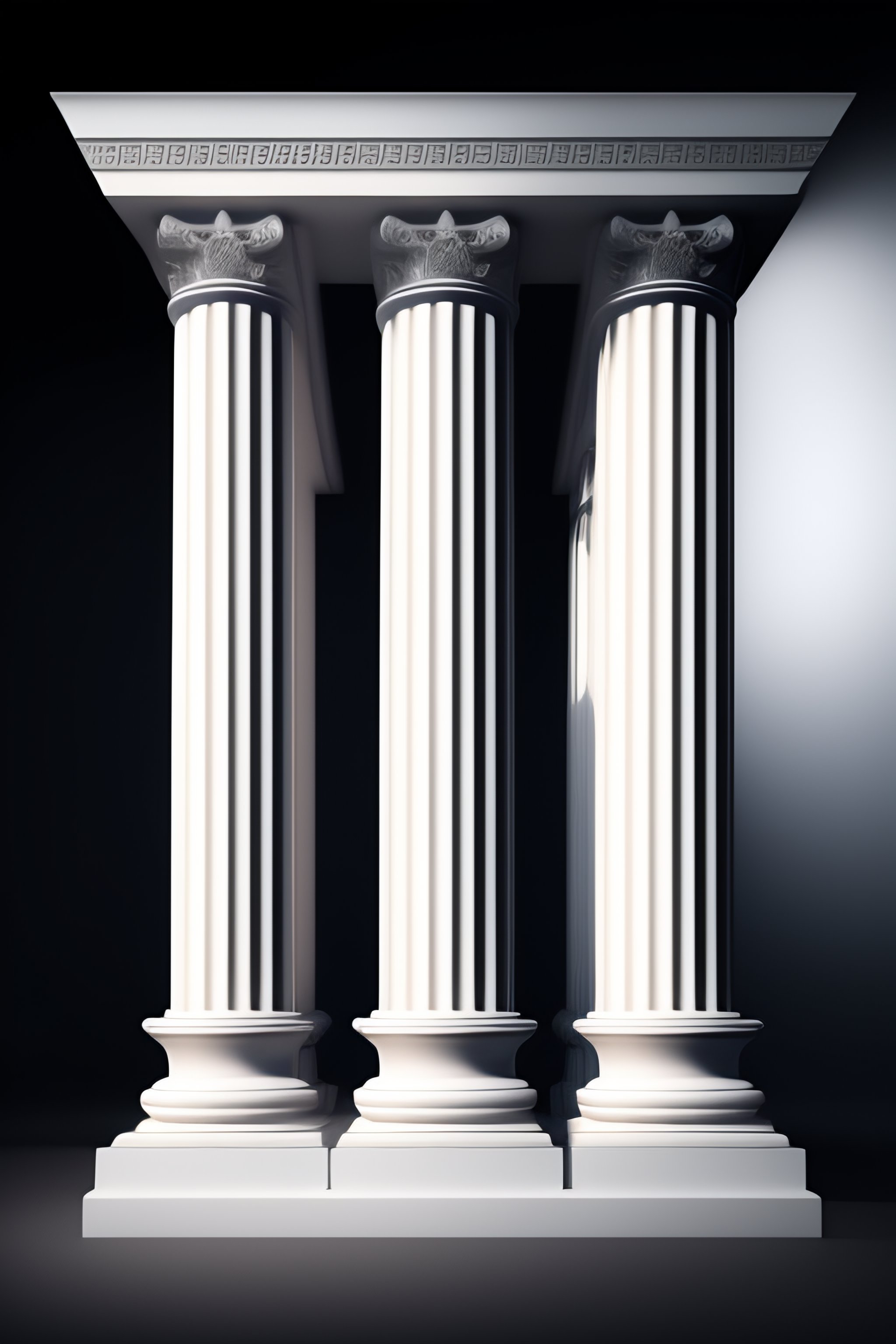 Lexica Imagine 2 white greek pillars on a black background