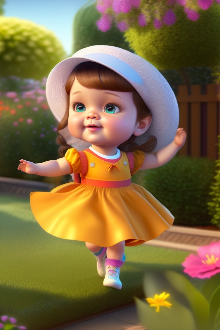 Lexica - A little cute girl dancing in a garden, Pixar animation style, 3d,  ultra HD --ar 16:9