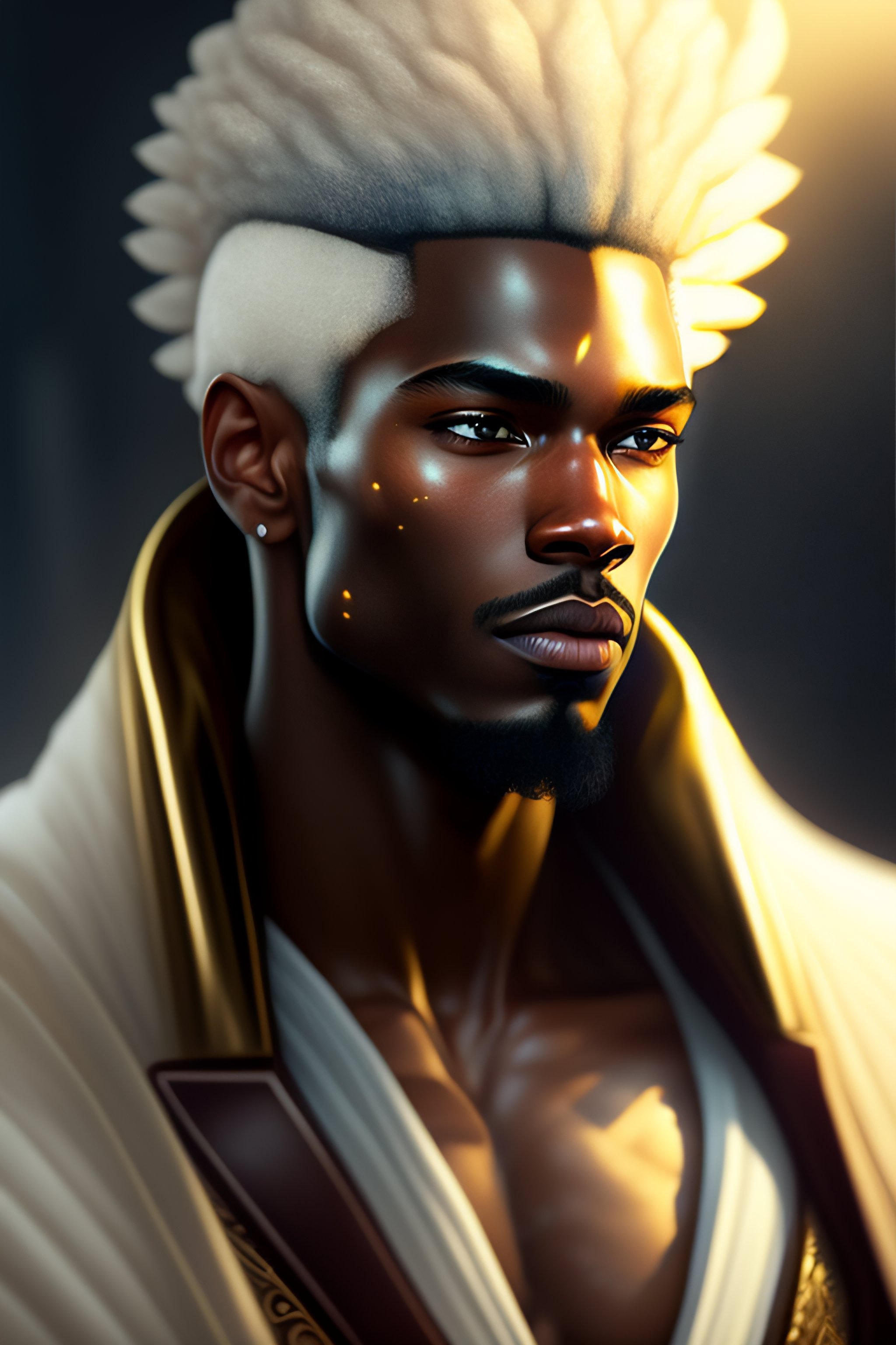 Lexica - Ultra realistic illustration, man with bronze skin, wooly afro ...