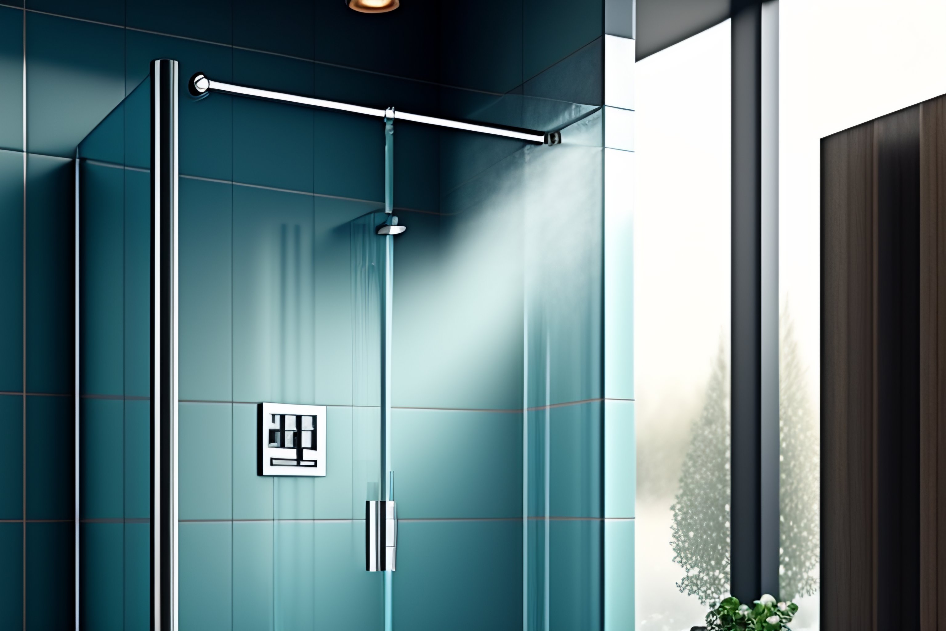 Lexica Close view of a glass shower with foggy wall