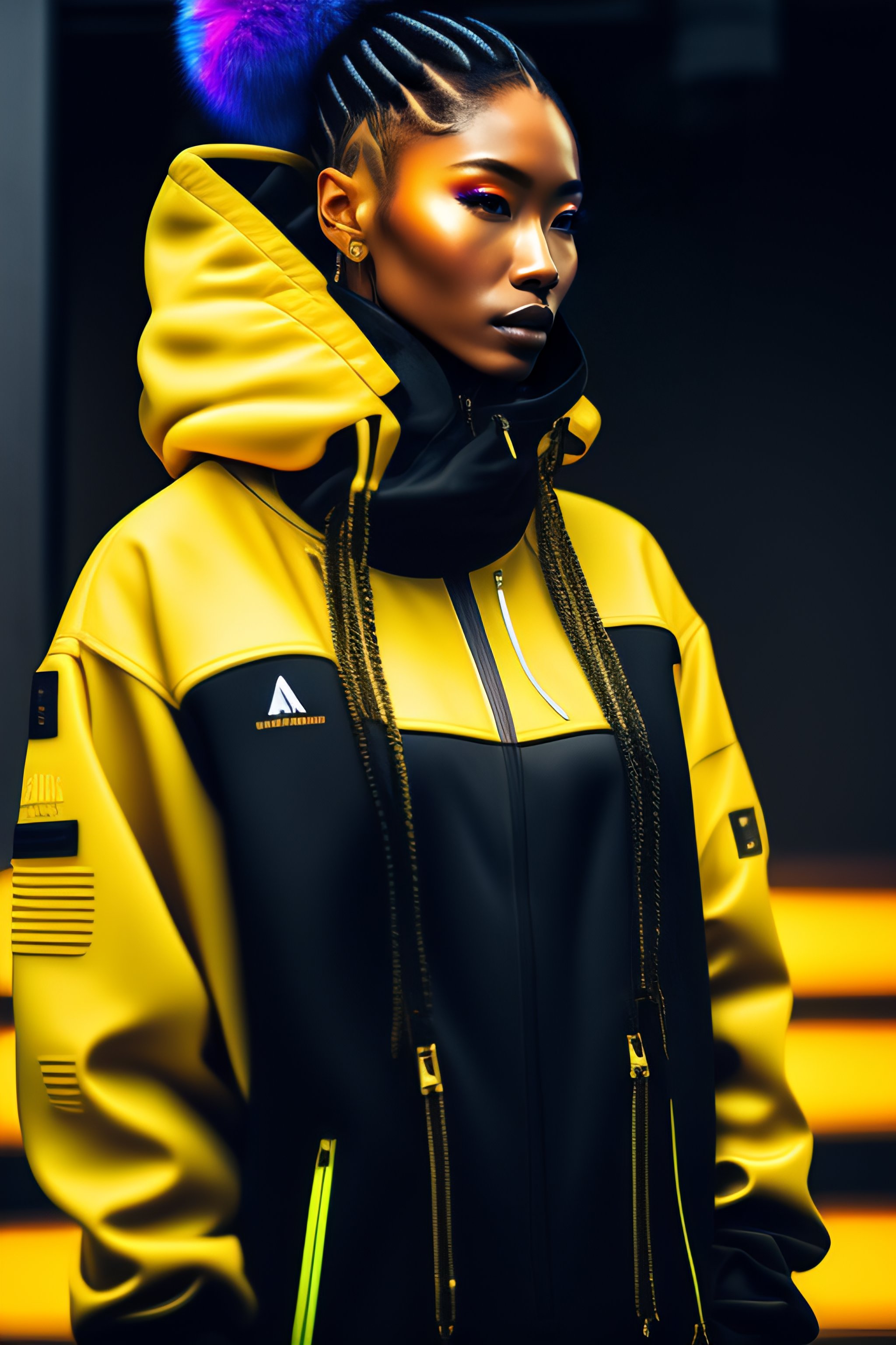 Lexica - Highly detailed black modelCyberpunk techwear