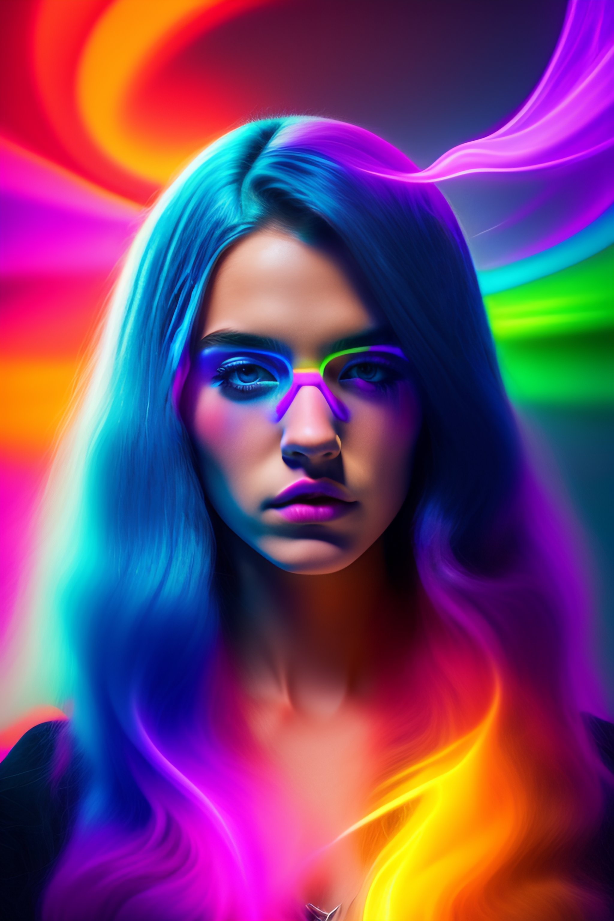 Lexica - LSD, goth girl, colorful light glipses, particle smoke, xtreme ...