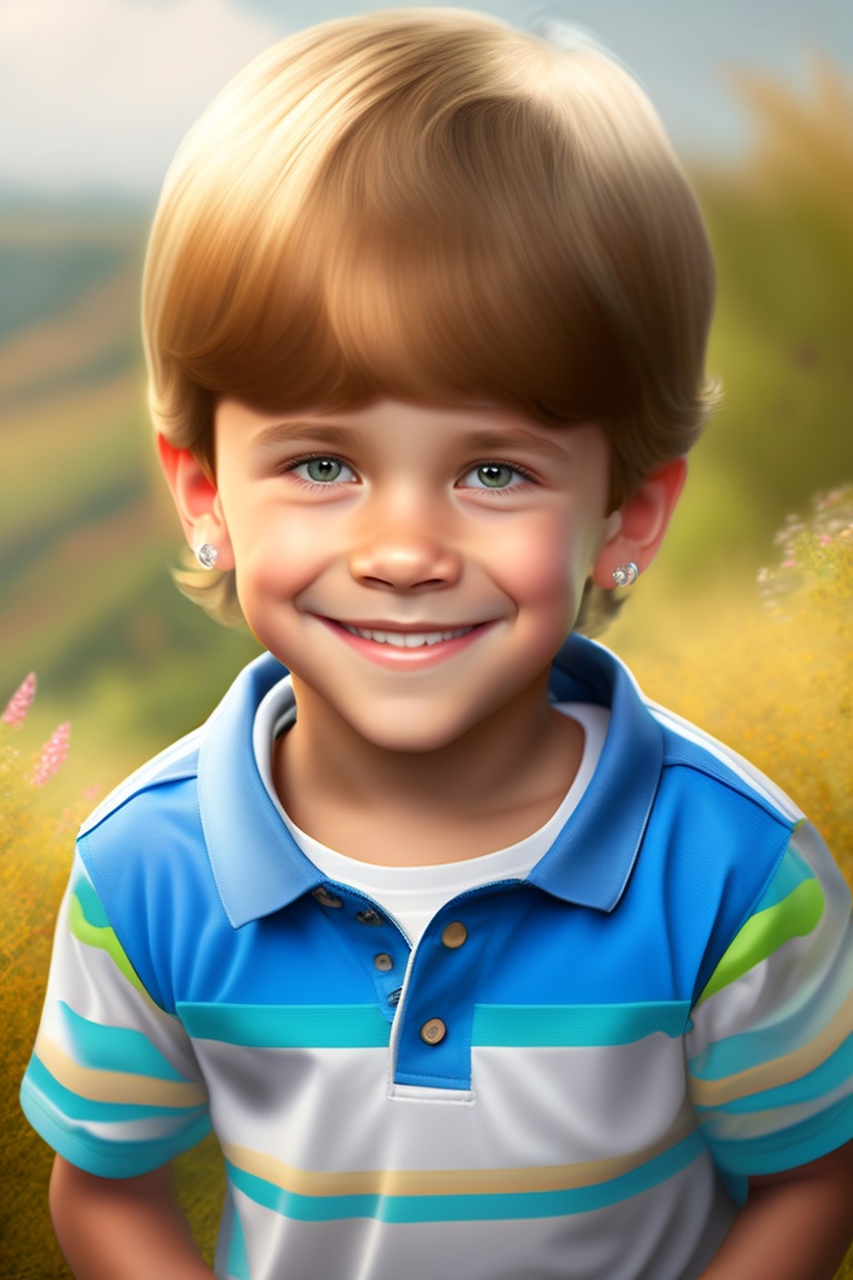 Lexica An 8yearold boy, cheerful in summer clothes