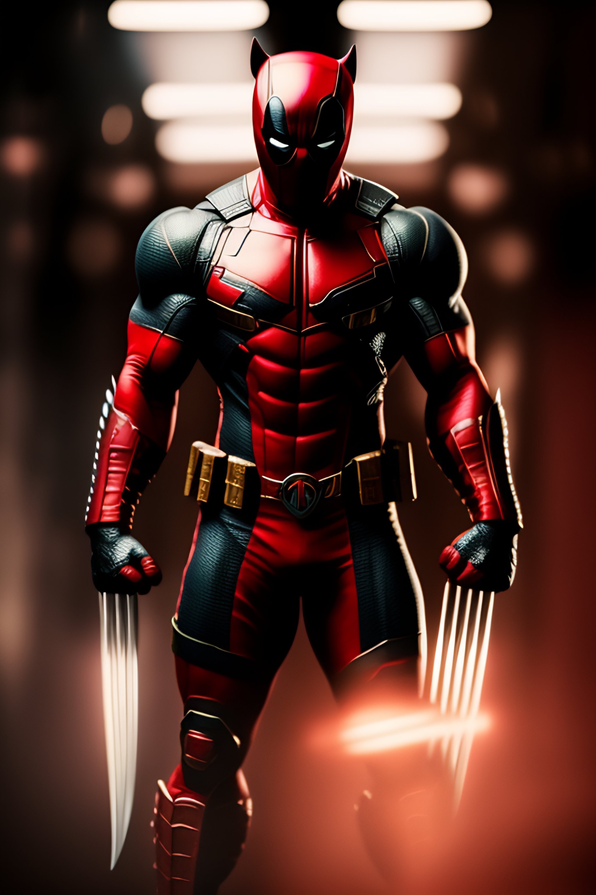 Lexica - Wolverine as Deadpool showing claws in avengers movie, full body
