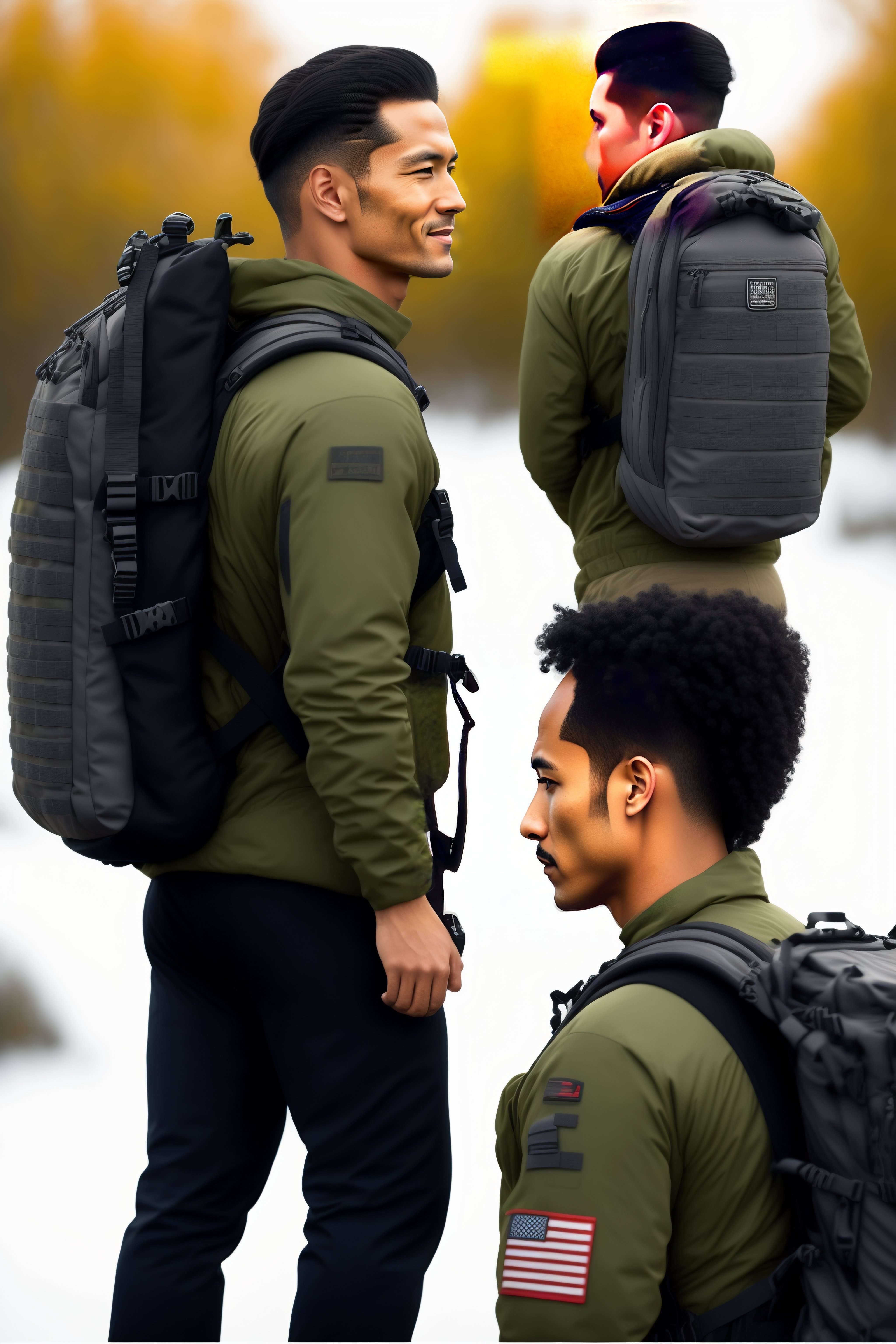 Lexica Illustrate a person doing rucking with a weighted backpack. Model the image of the