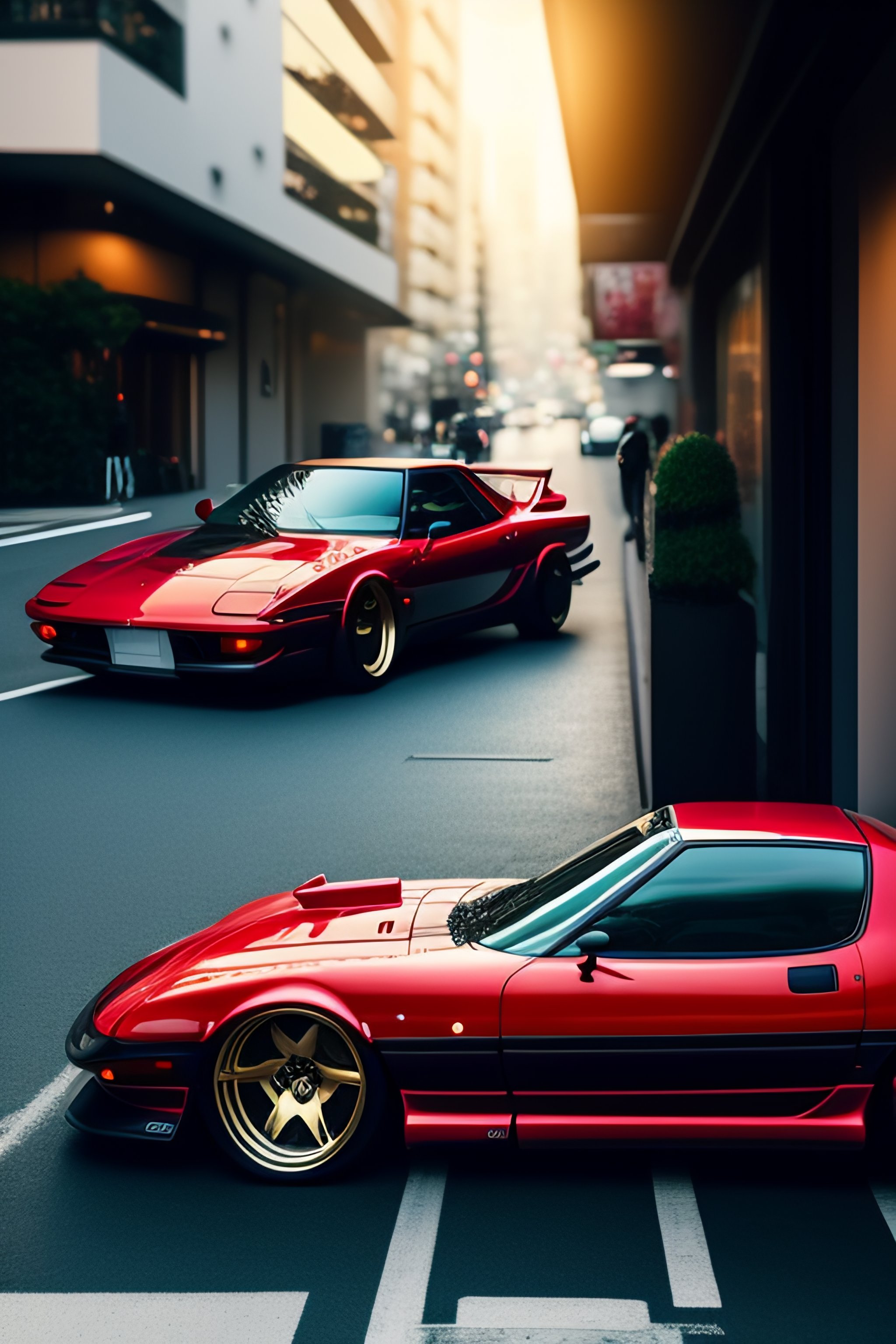Lexica - Mazda rx7 parked on busy street in tokyo