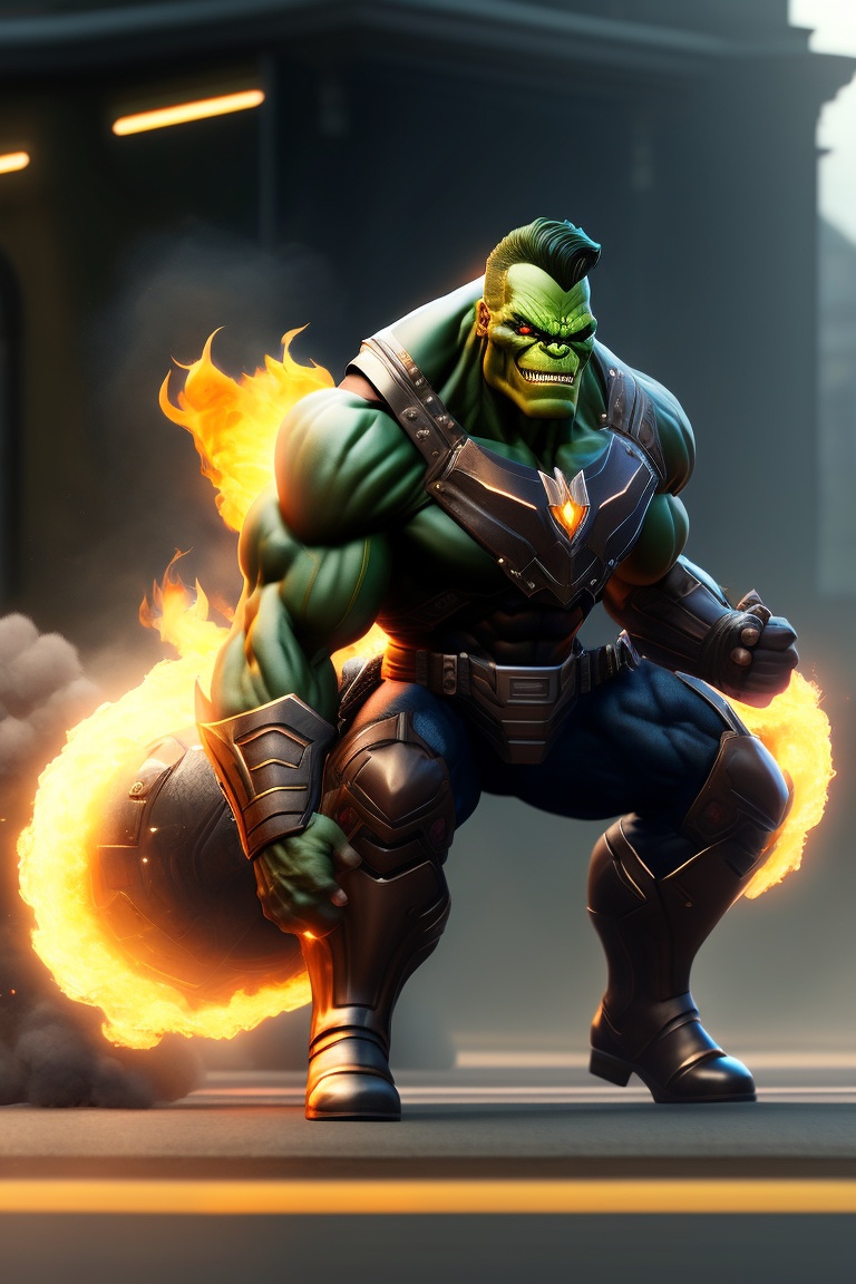 Lexica - Ghost rider and hulk fusion, realistic, realistic lighting ...