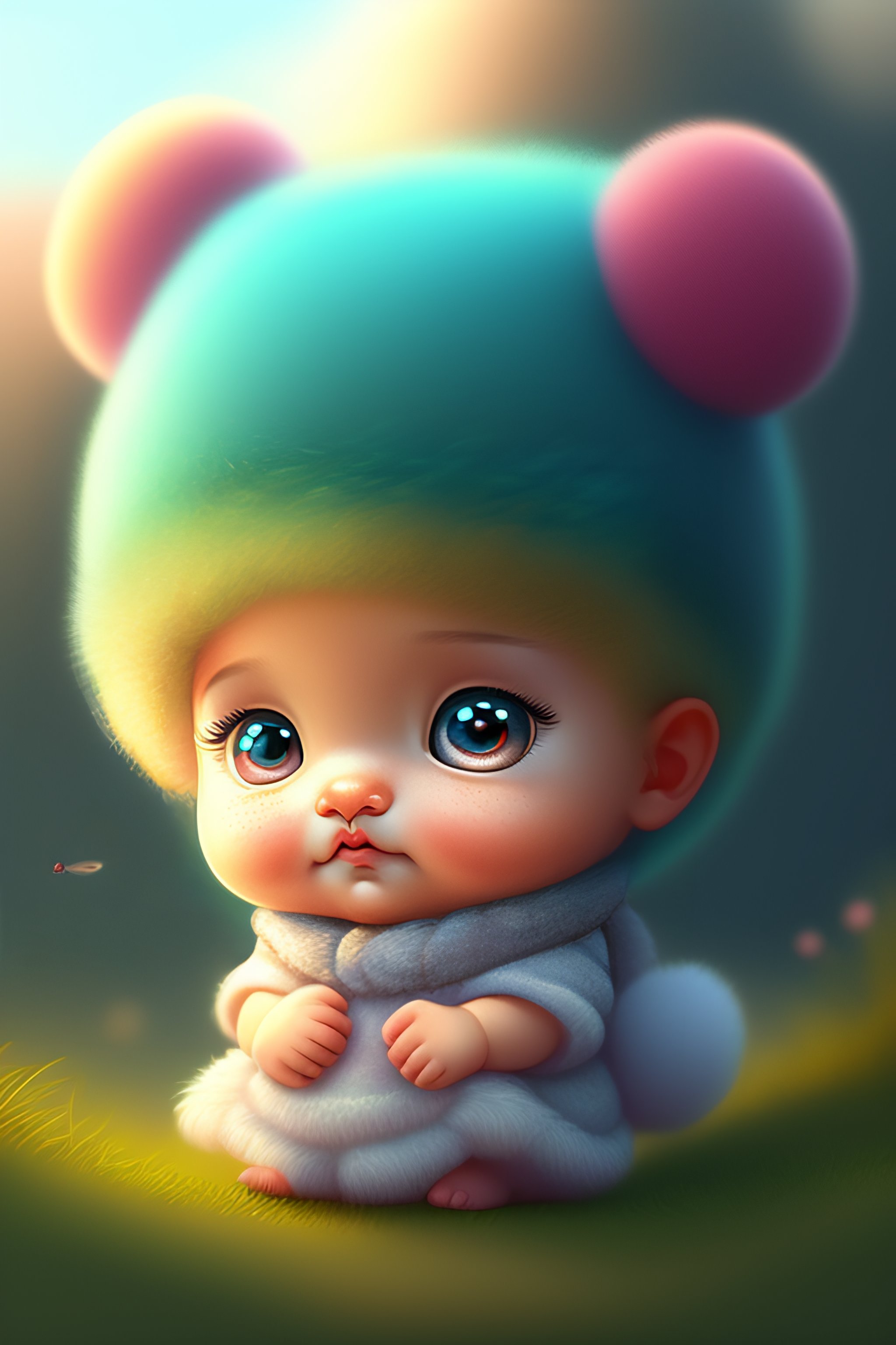 Lexica - Cute and adorable cartoon fluffy baby rhea, fantasy, dreamlike ...