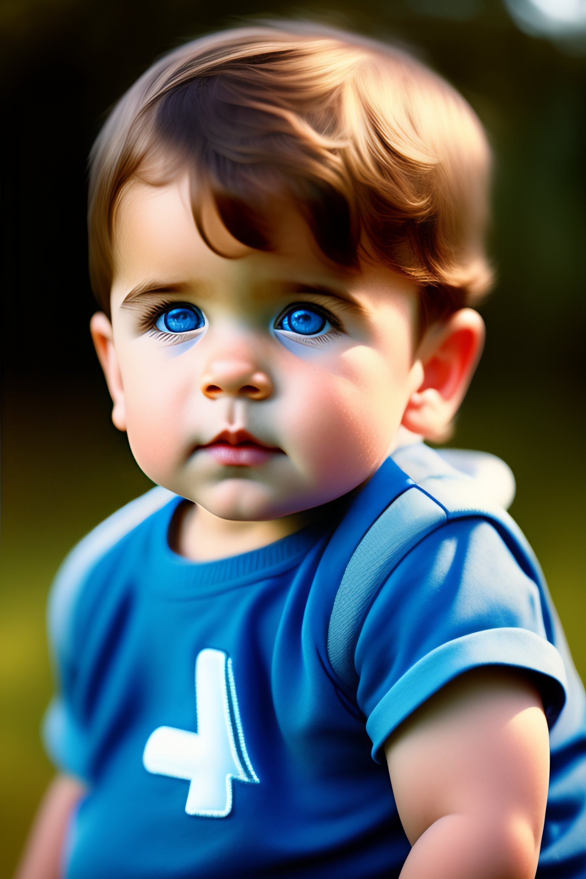 cute little boy with brown hair and blue eyes