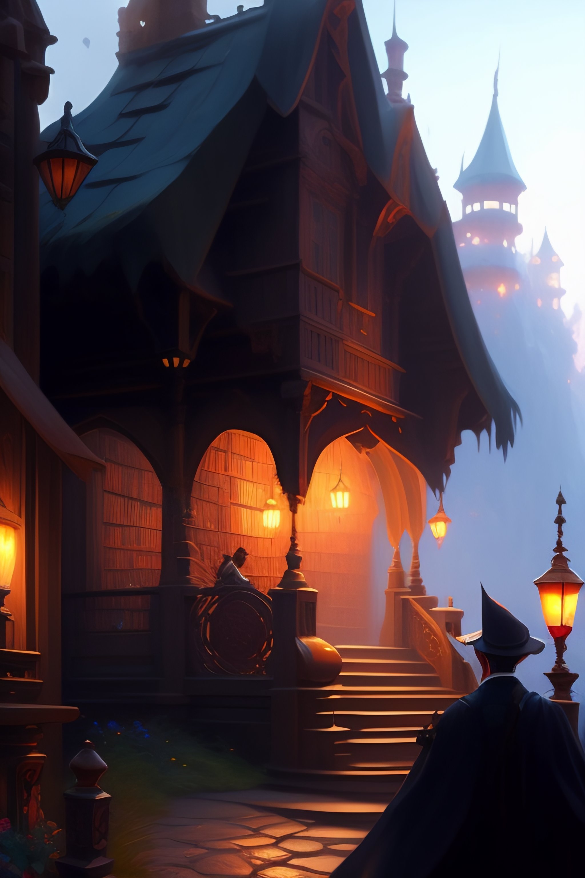 Lexica - A moving library, by greg rutkowski e thomas kinkade, fantasy ...