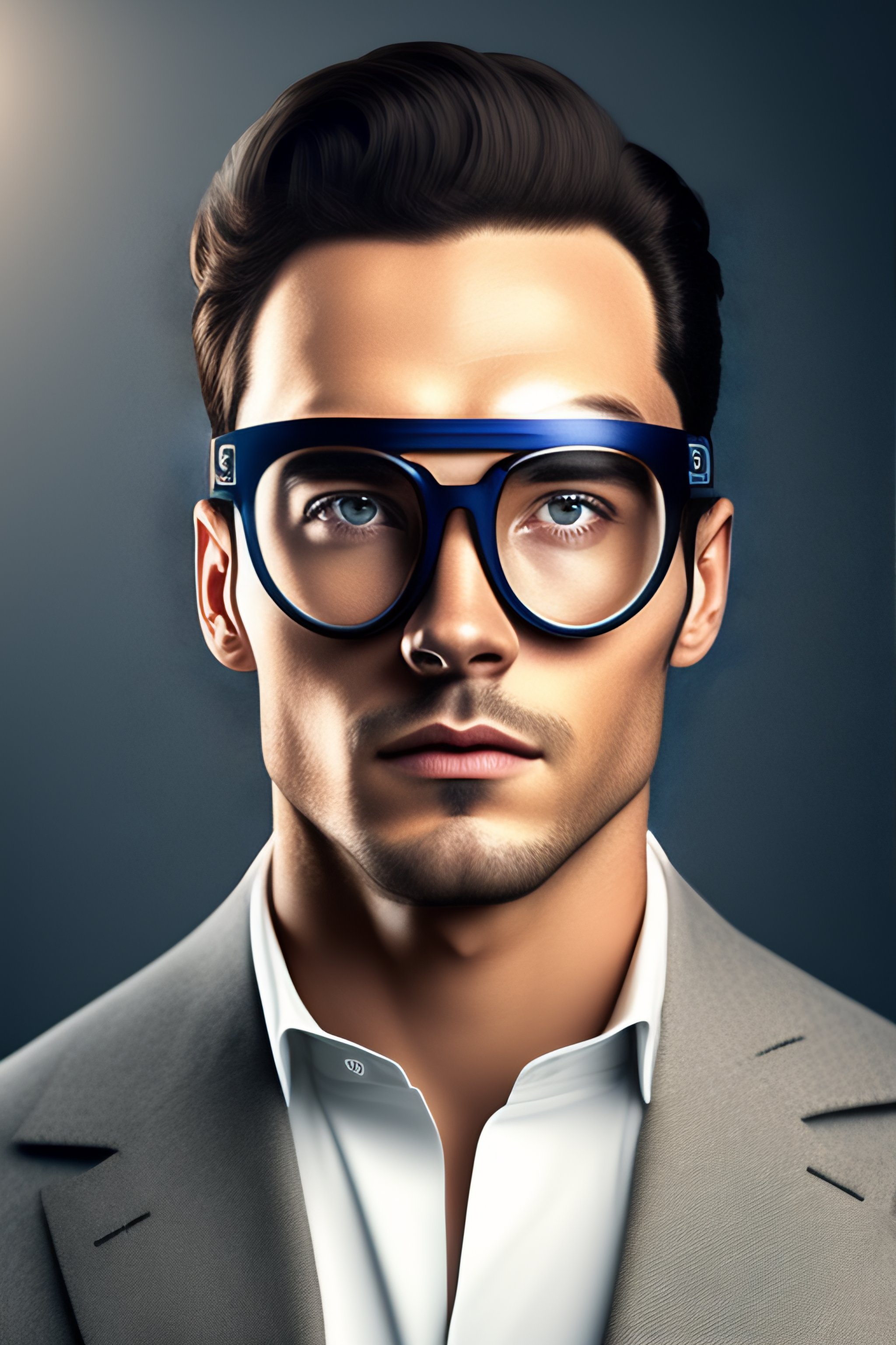 Lexica - Forehead, glasses, goggles, goggles_on_head, grey_background ...
