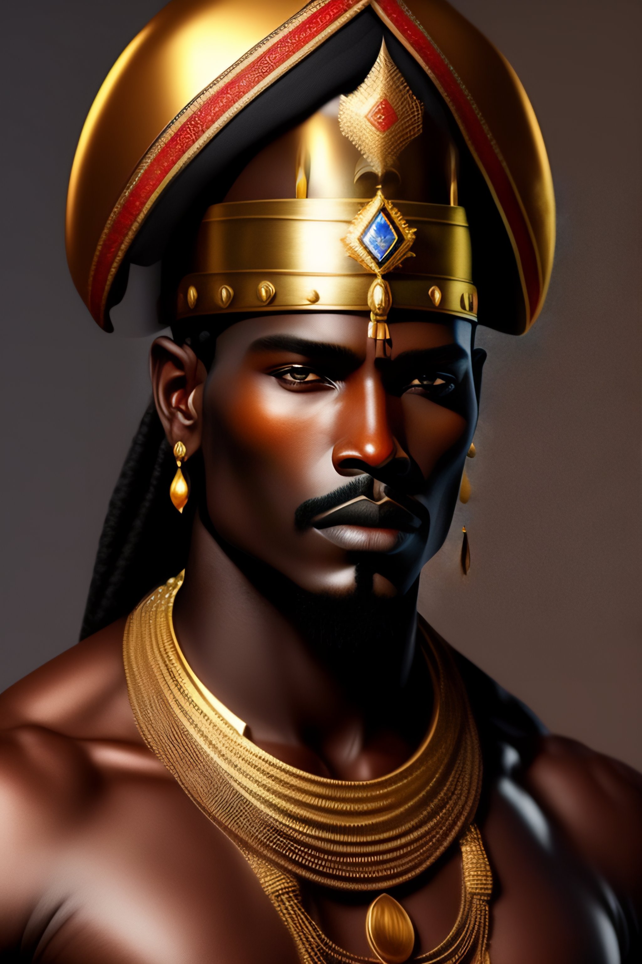 Lexica - Ethiopian king with large iron spears, he has tribal face ...