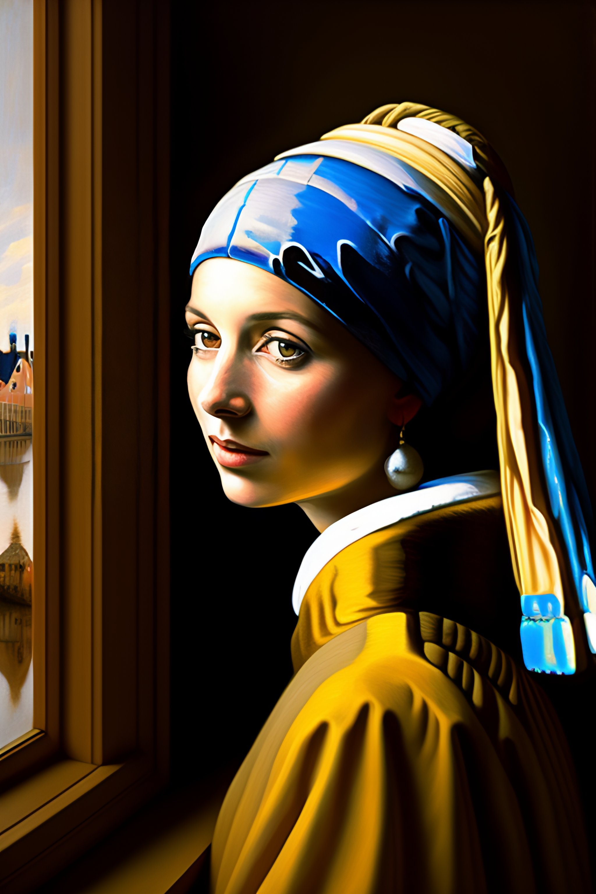 Lexica - Vermeer Girl With A Pearl Earring Variation In Front Of A ...