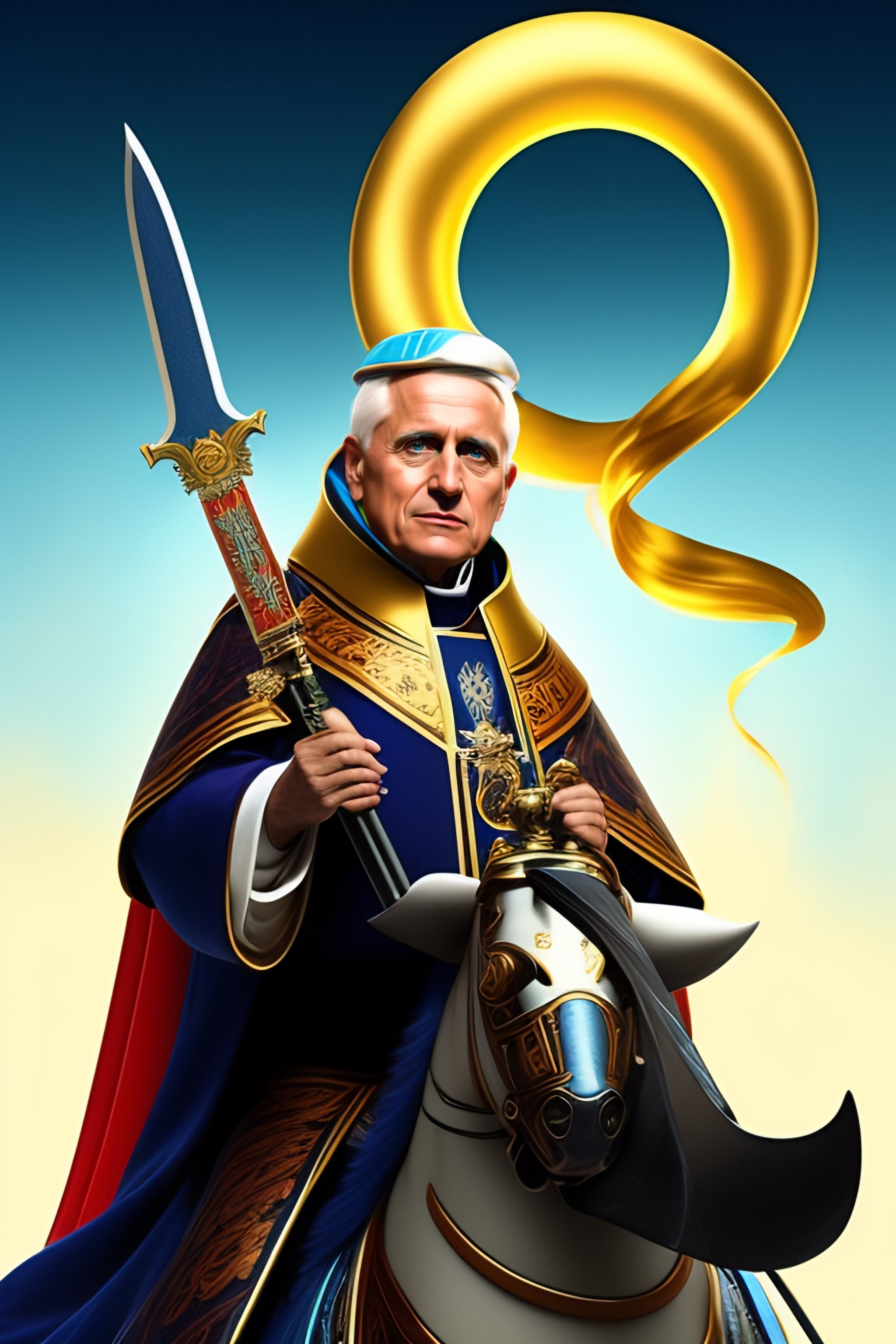 Lexica - The pope Ratzinger riding a robot shark with shootgun in the ...