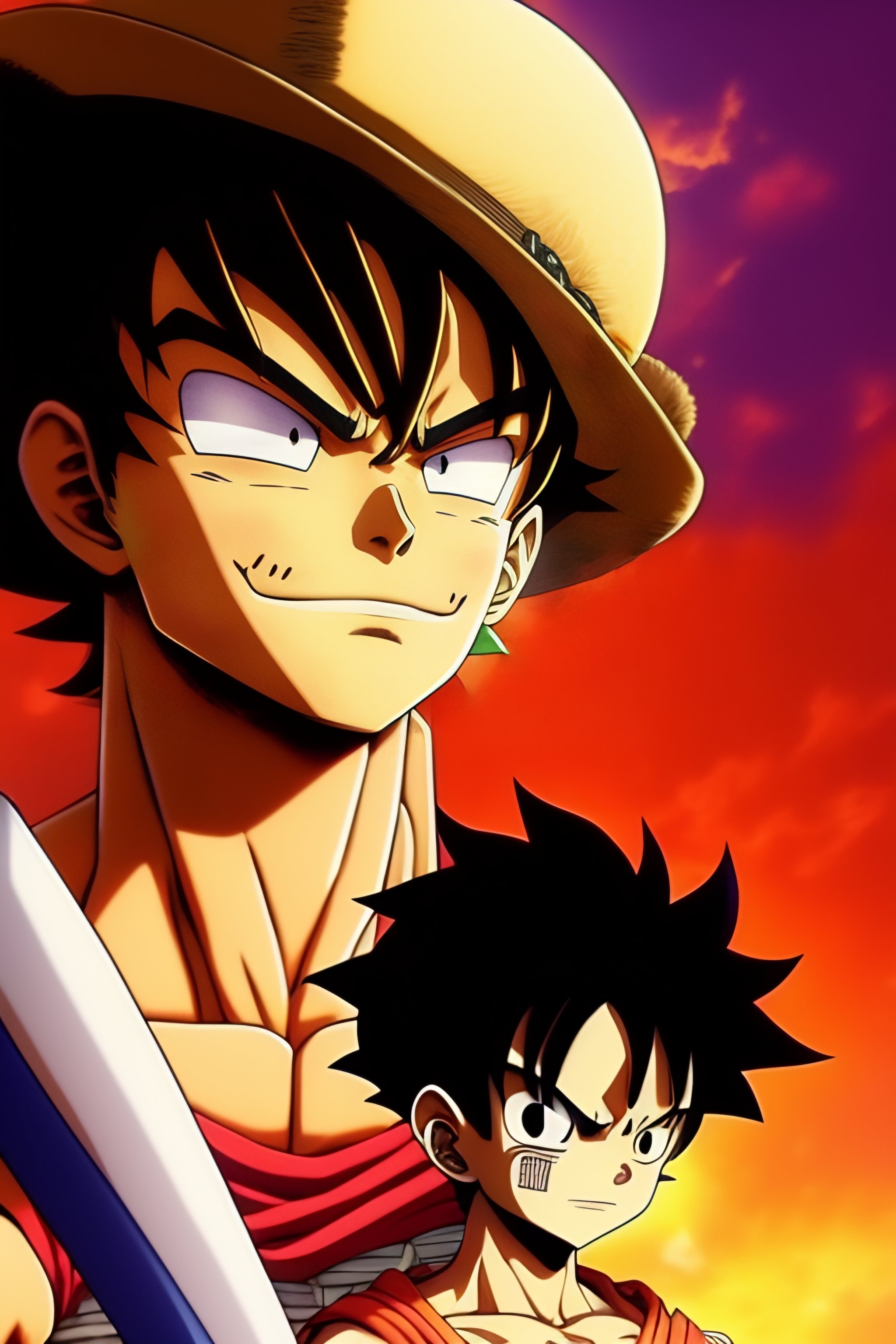 Lexica - Portrait de Monkey D Luffy du manga One Piece avec Goku du ...