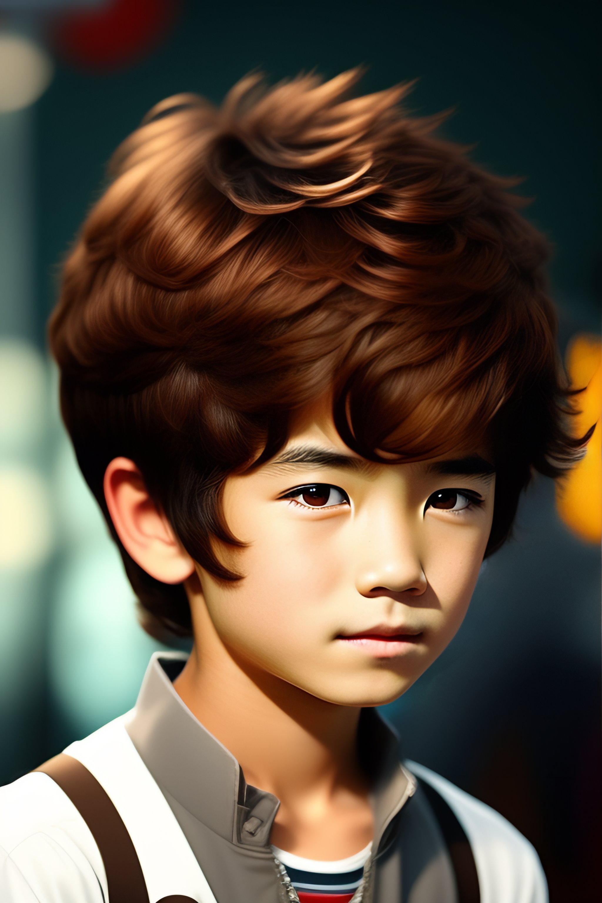 Lexica Anime boy with brown hair, 12 year old.