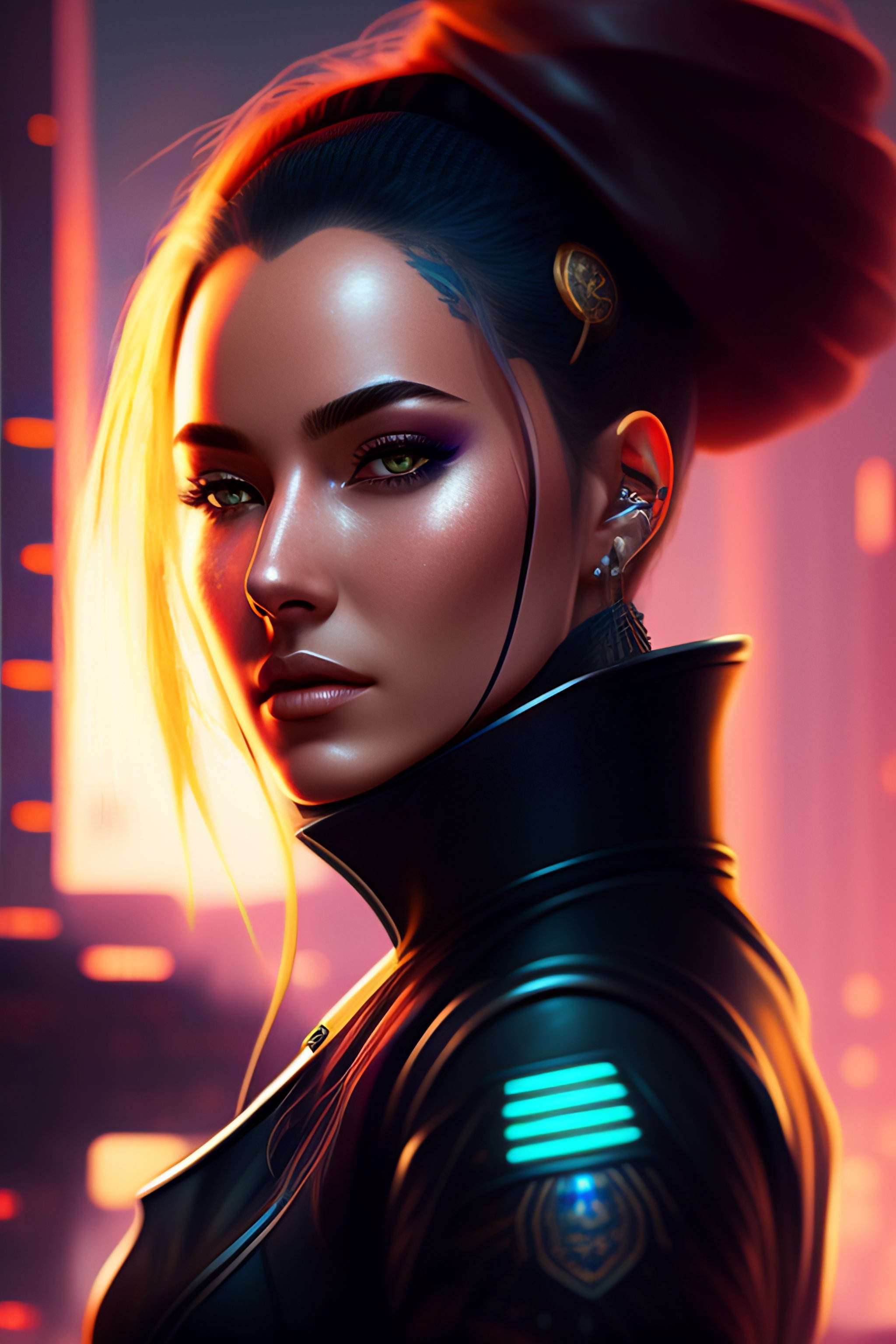 Lexica - Portrait of a Cyberpunk attractive female in a futuristic city ...