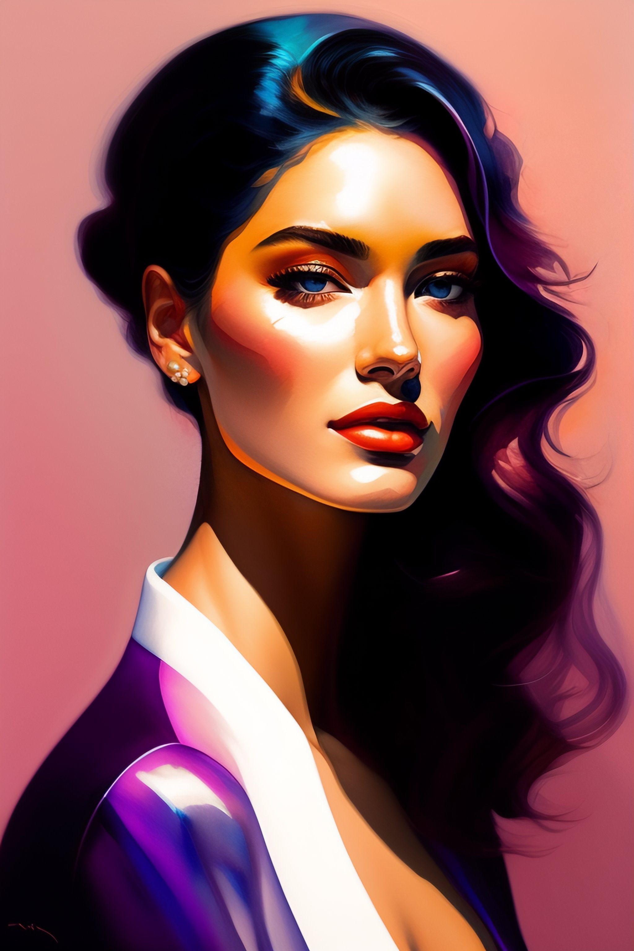 Lexica - A high detailed painting of a portrait of a woman Fine Art ...