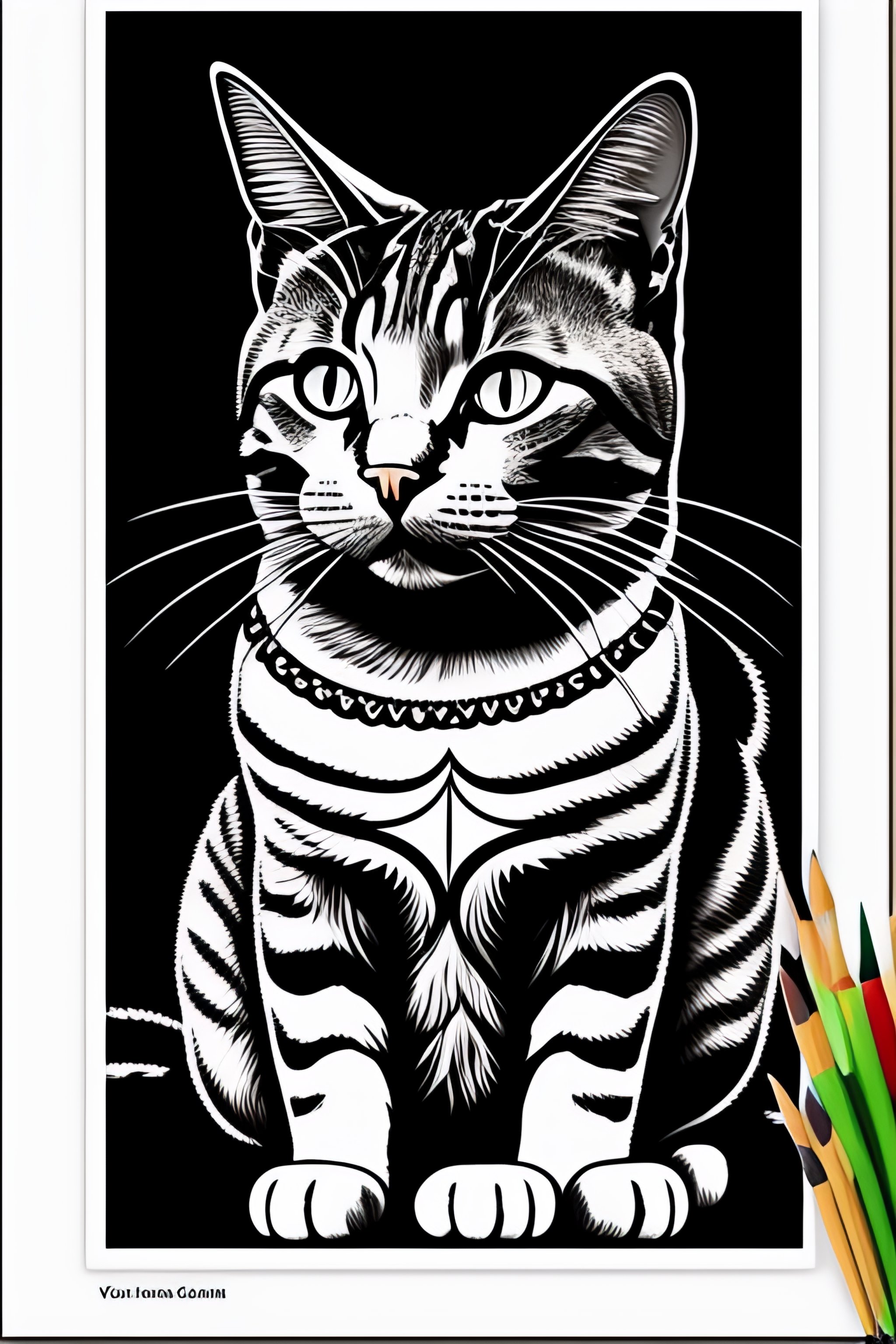 Lexica - Cat style coloring book for kids , outline art, drawing, sketch,  b&w, not overcrowded