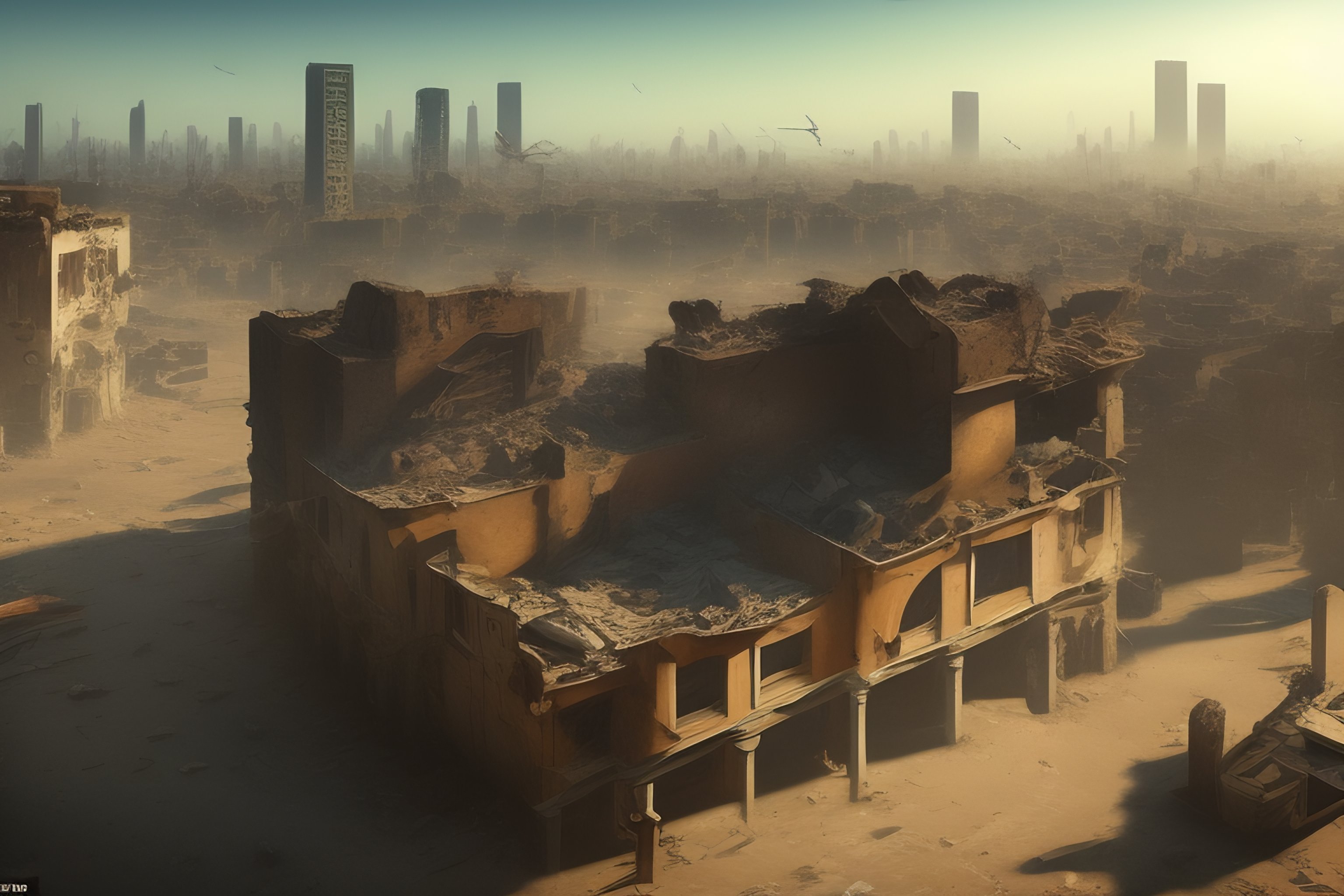 Lexica - A high quality image of a completely destroyed city in the ...