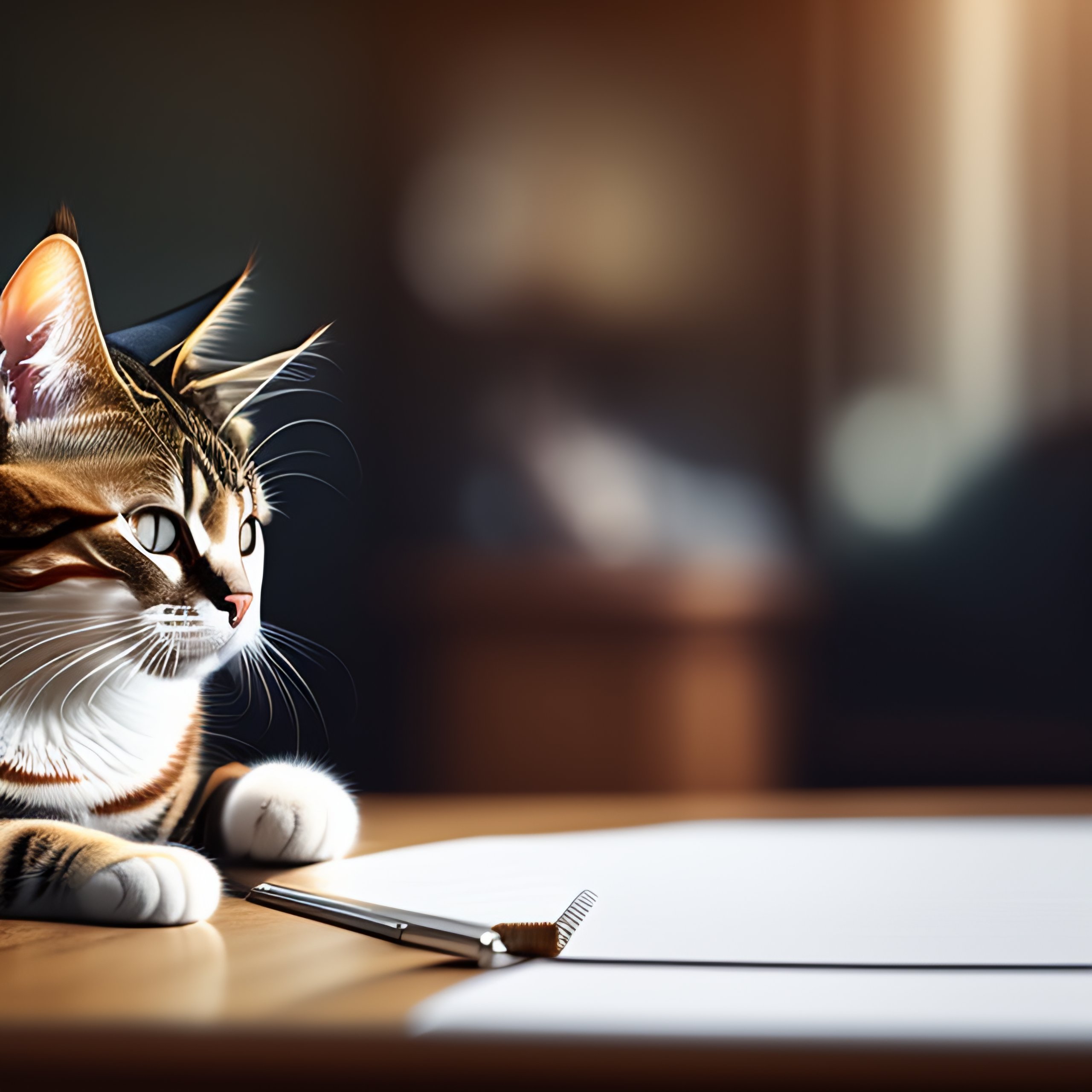 Lexica - A cat starts his job as an accountant