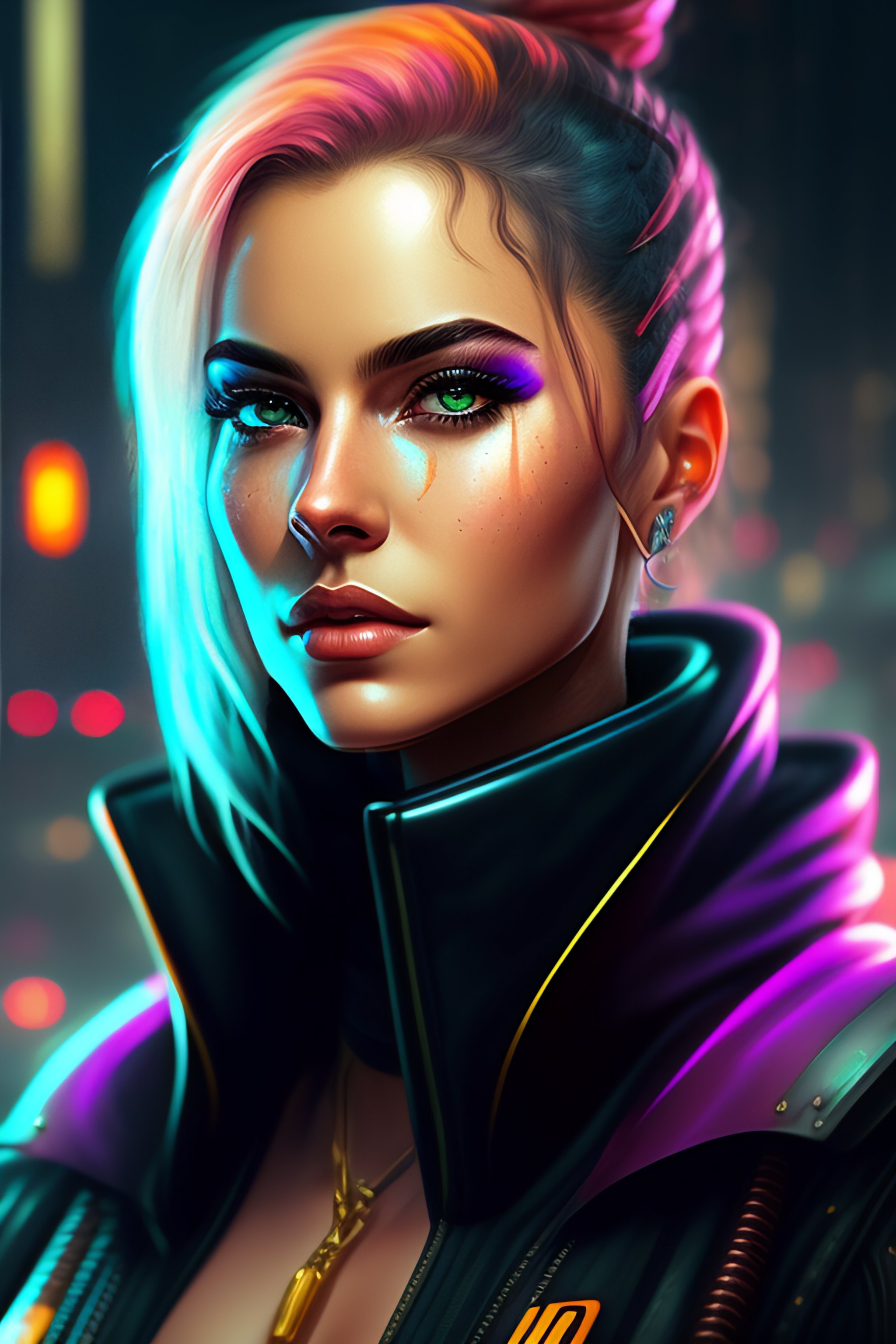 Lexica Cyberpunk Girl Portrait High Detailed 1616