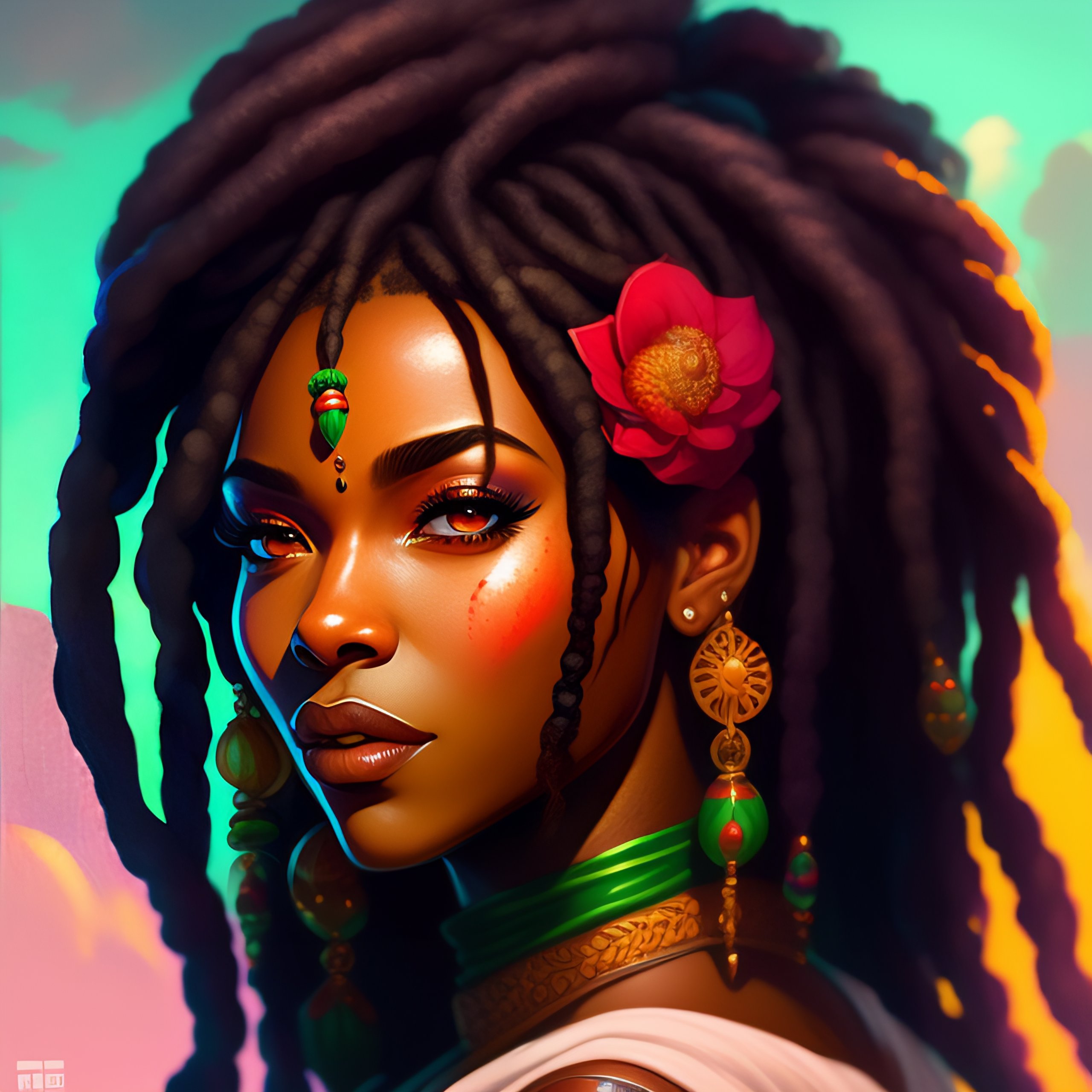 Lexica - Dreadlocked dark rasta woman, depicting ugliness in beauty, in ...