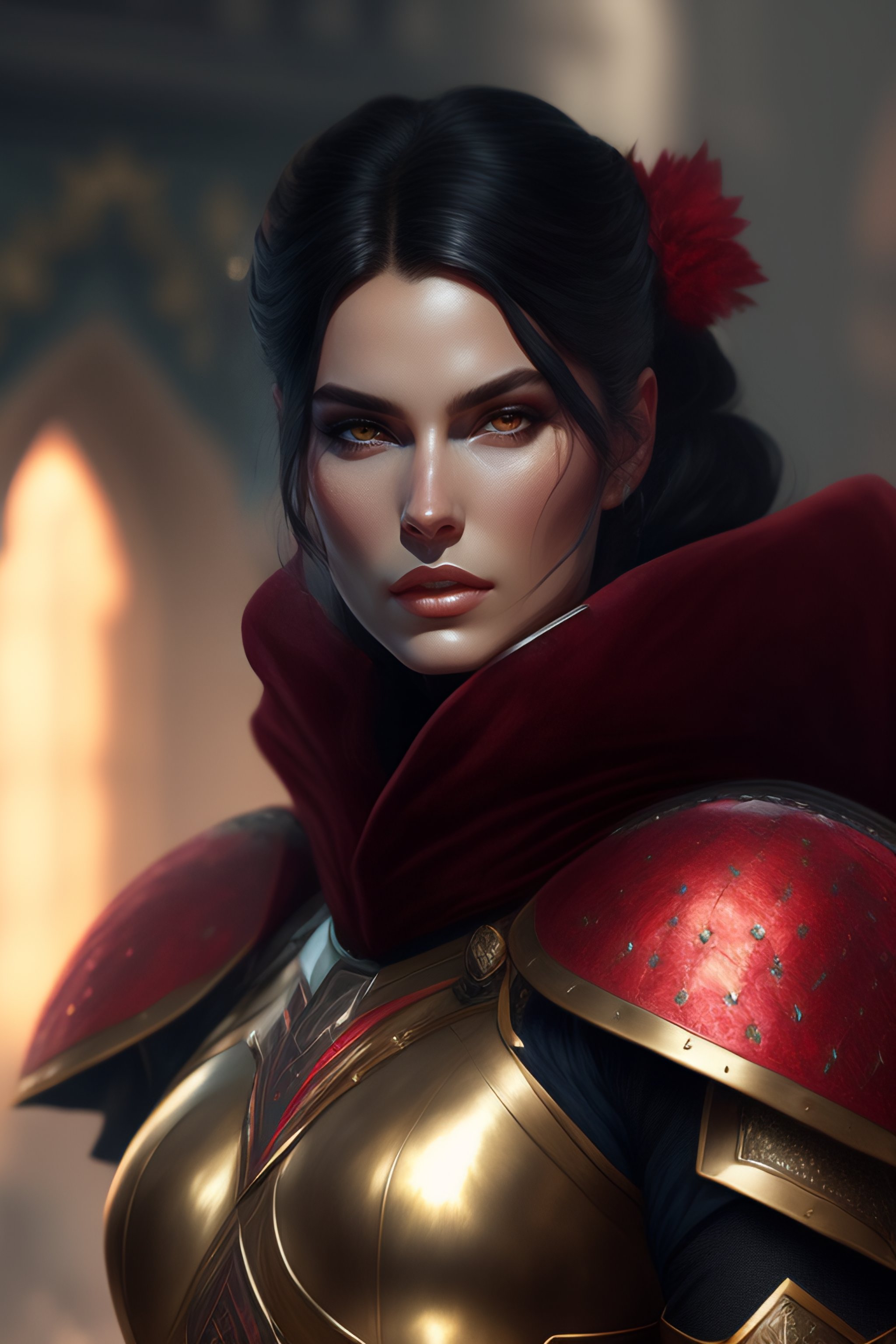 Lexica - Beautiful hyperrealistic portrait of an armored woman. She ...