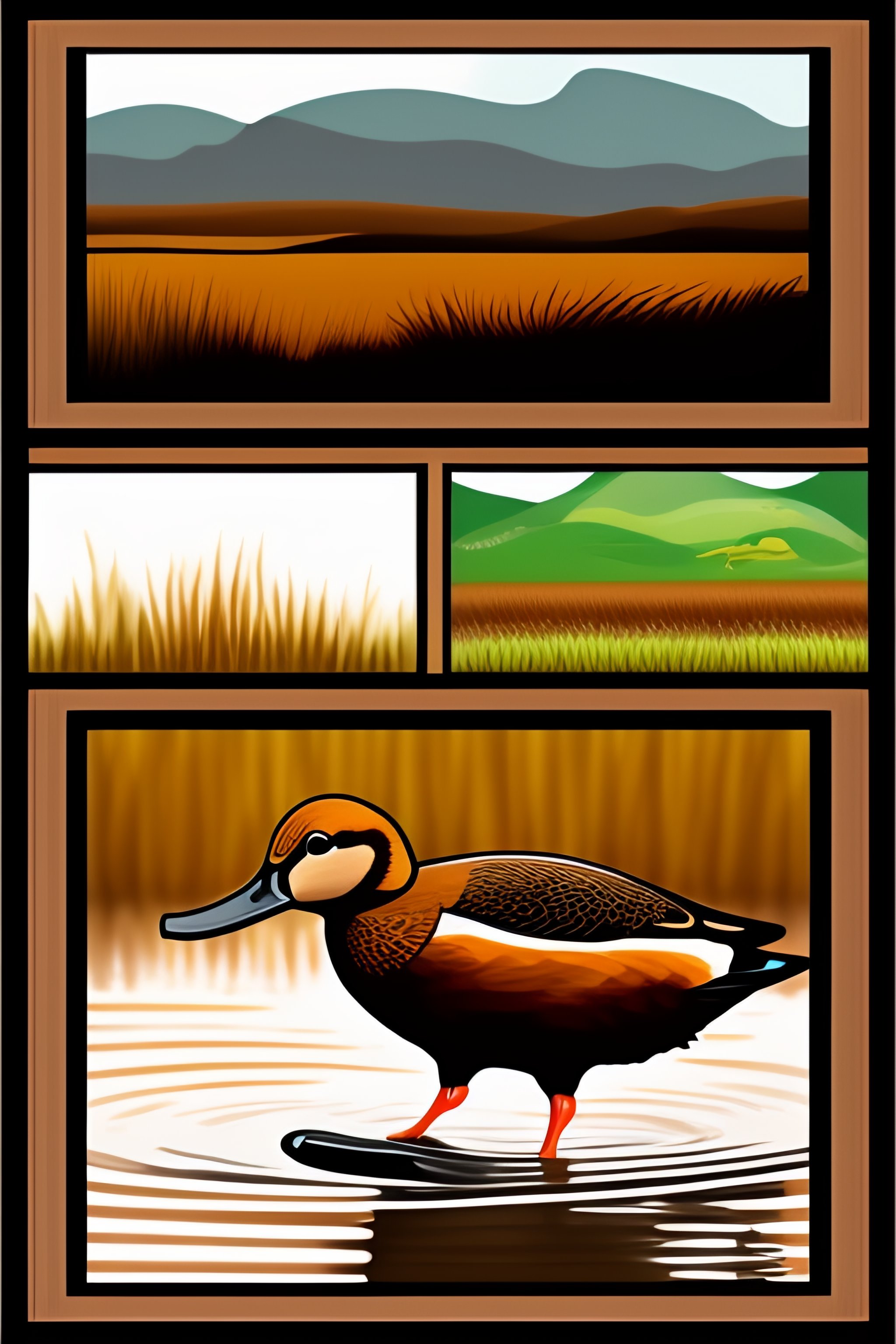 Lexica - Cartoon drawing strip of a brown widgeon
