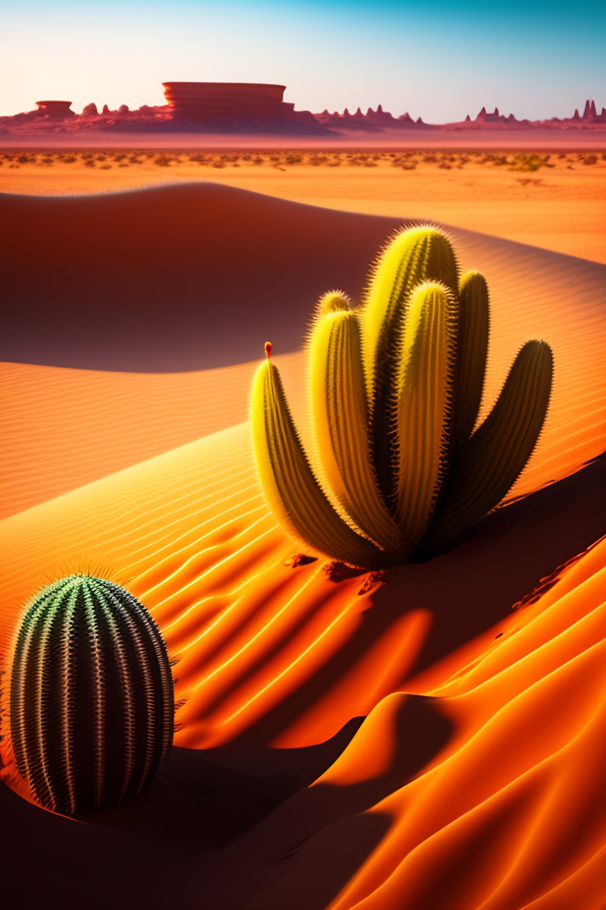 Lexica - Dry Desert With Cactus Stylized Pixar Disney During Daylight