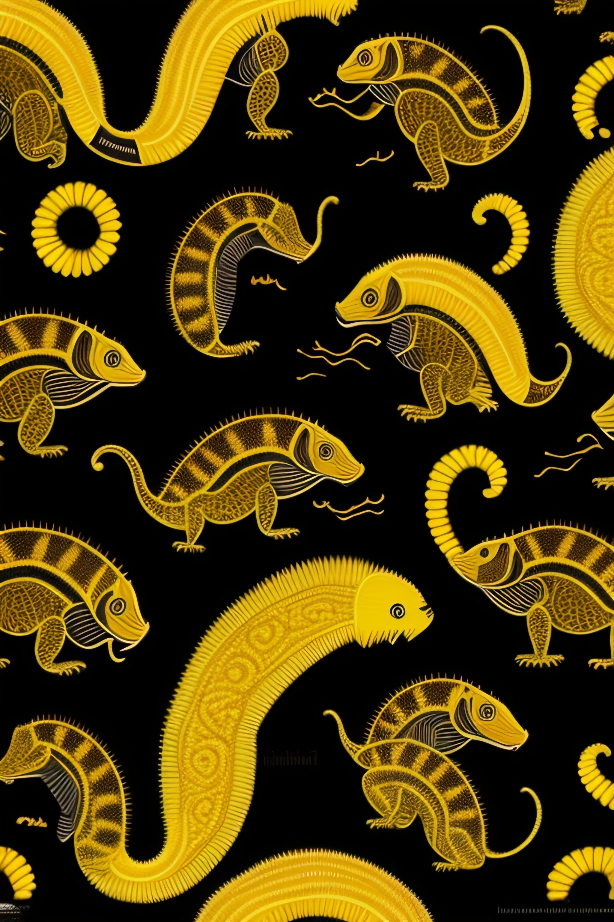 Lexica - African batik patern of yellow and black lizards