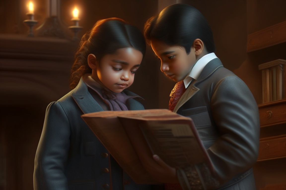 Lexica - Raj and Maya discovering a mysterious old book in Maya's attic ...