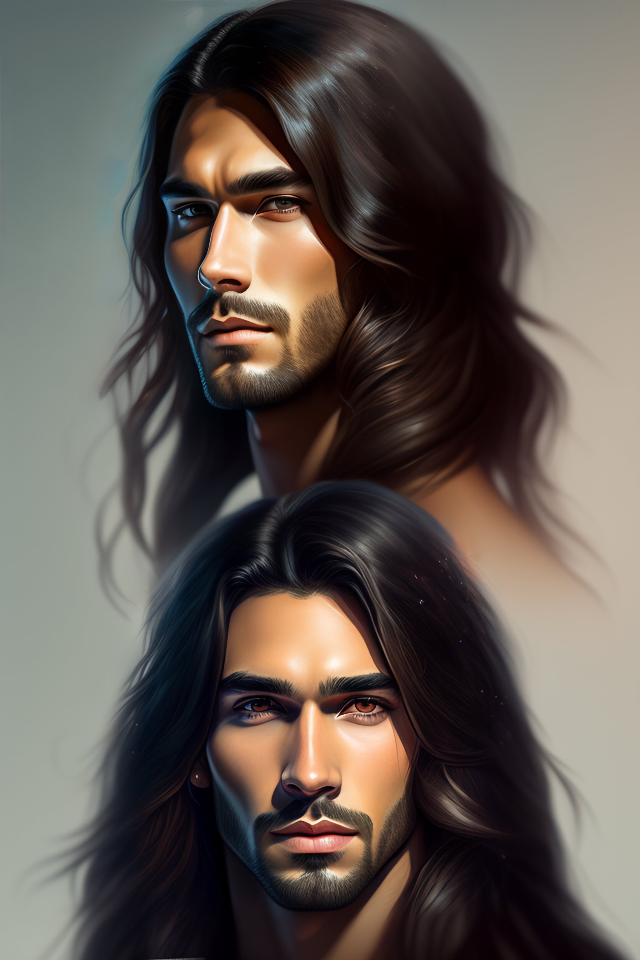 male long hair drawing