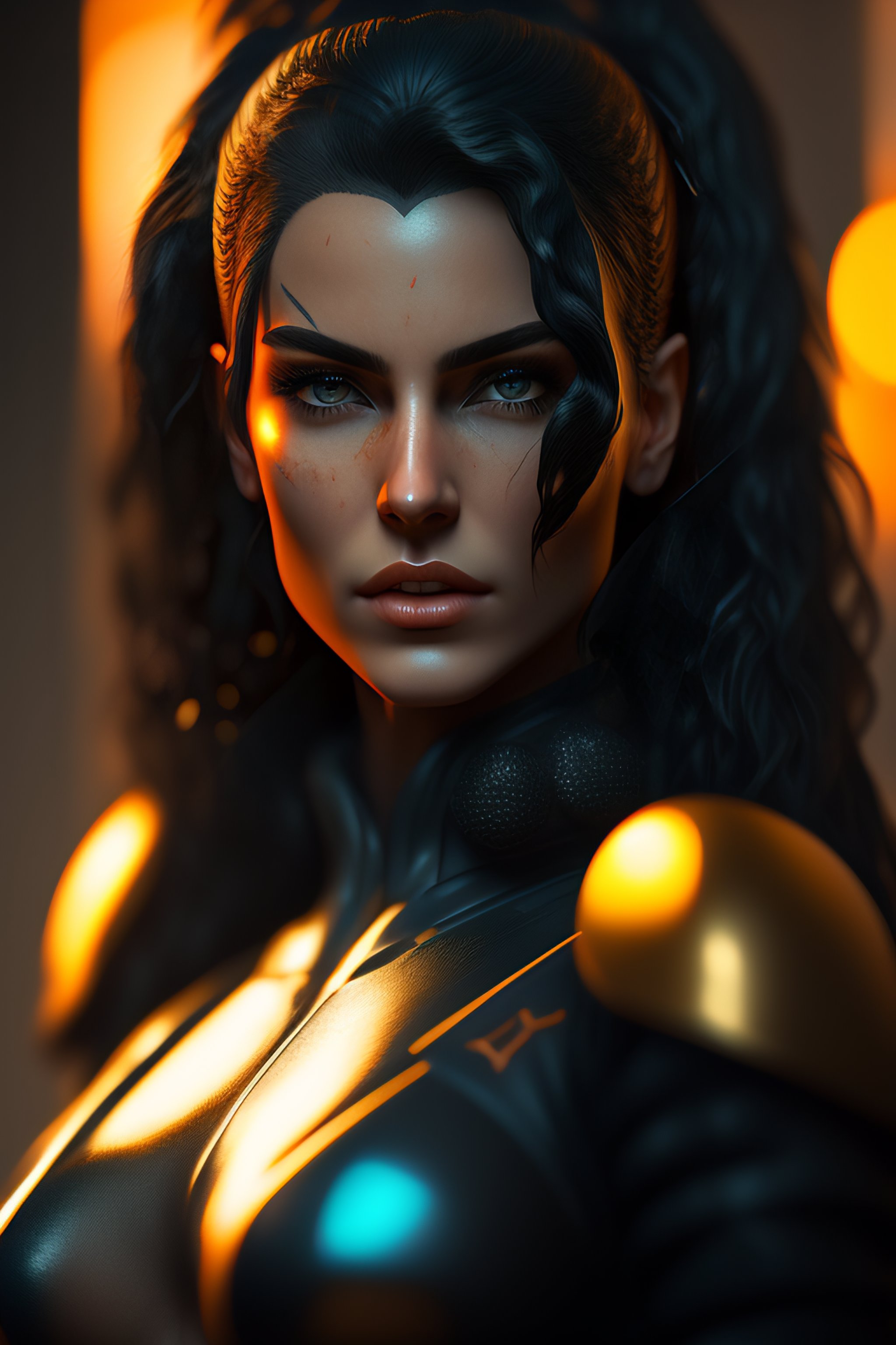 Lexica - A cyberpunk girl made with black stone and lights, sculpted ...