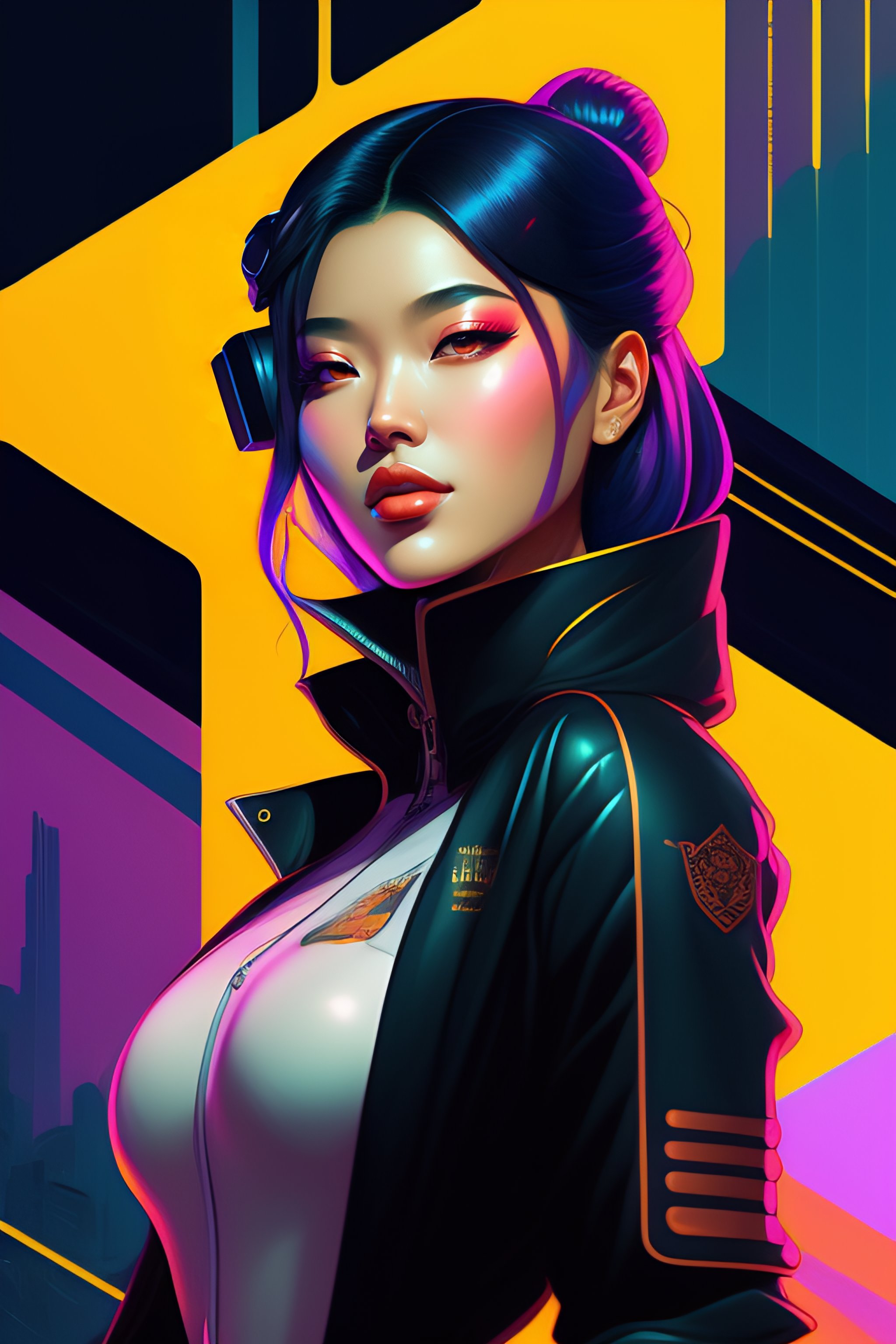 Lexica - A colorful comic noir illustration painting of a cyberpunk ...