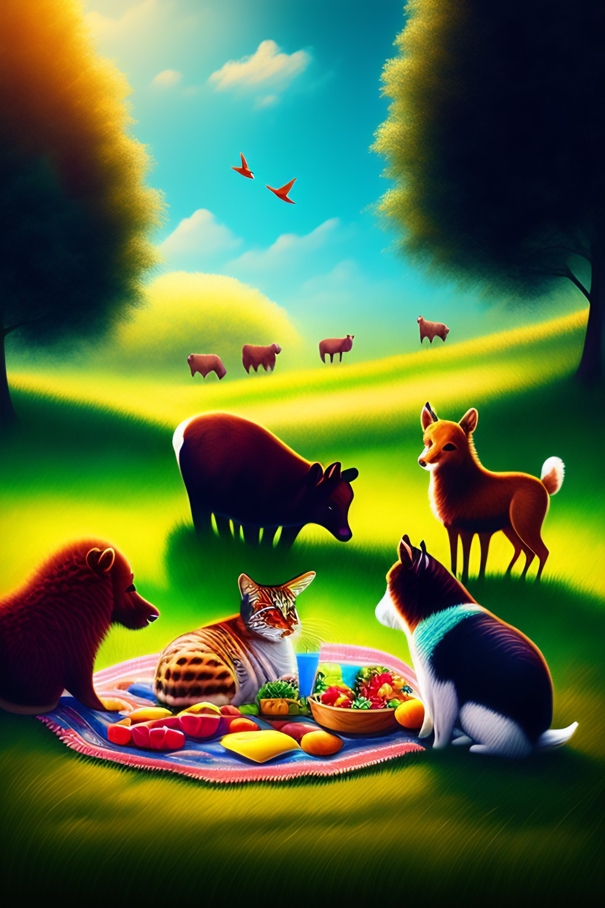 lexica-a-group-of-animals-are-having-a-picnic-in-a-sunny-meadow-they