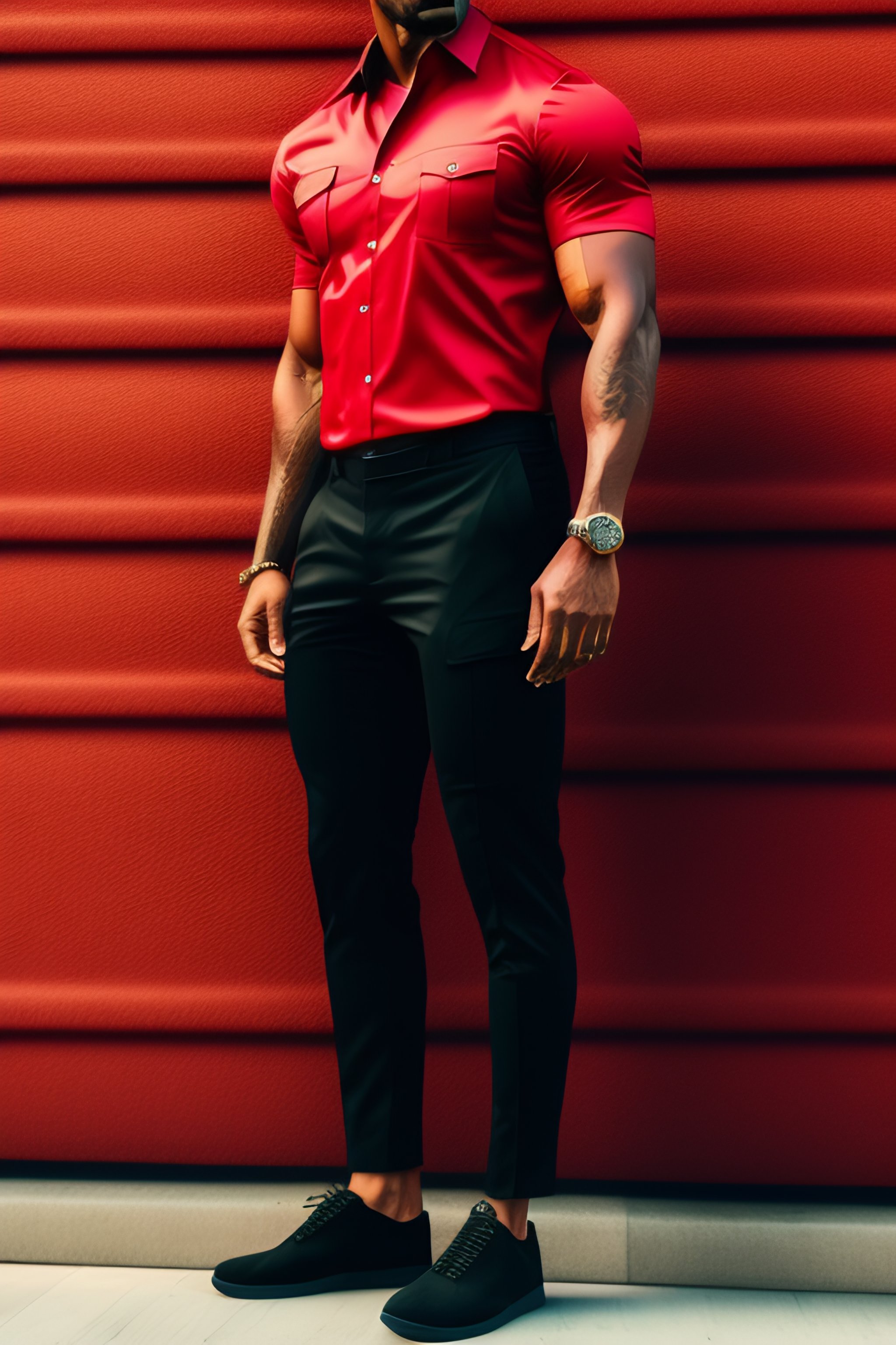 Red shirt hot sale and black pant