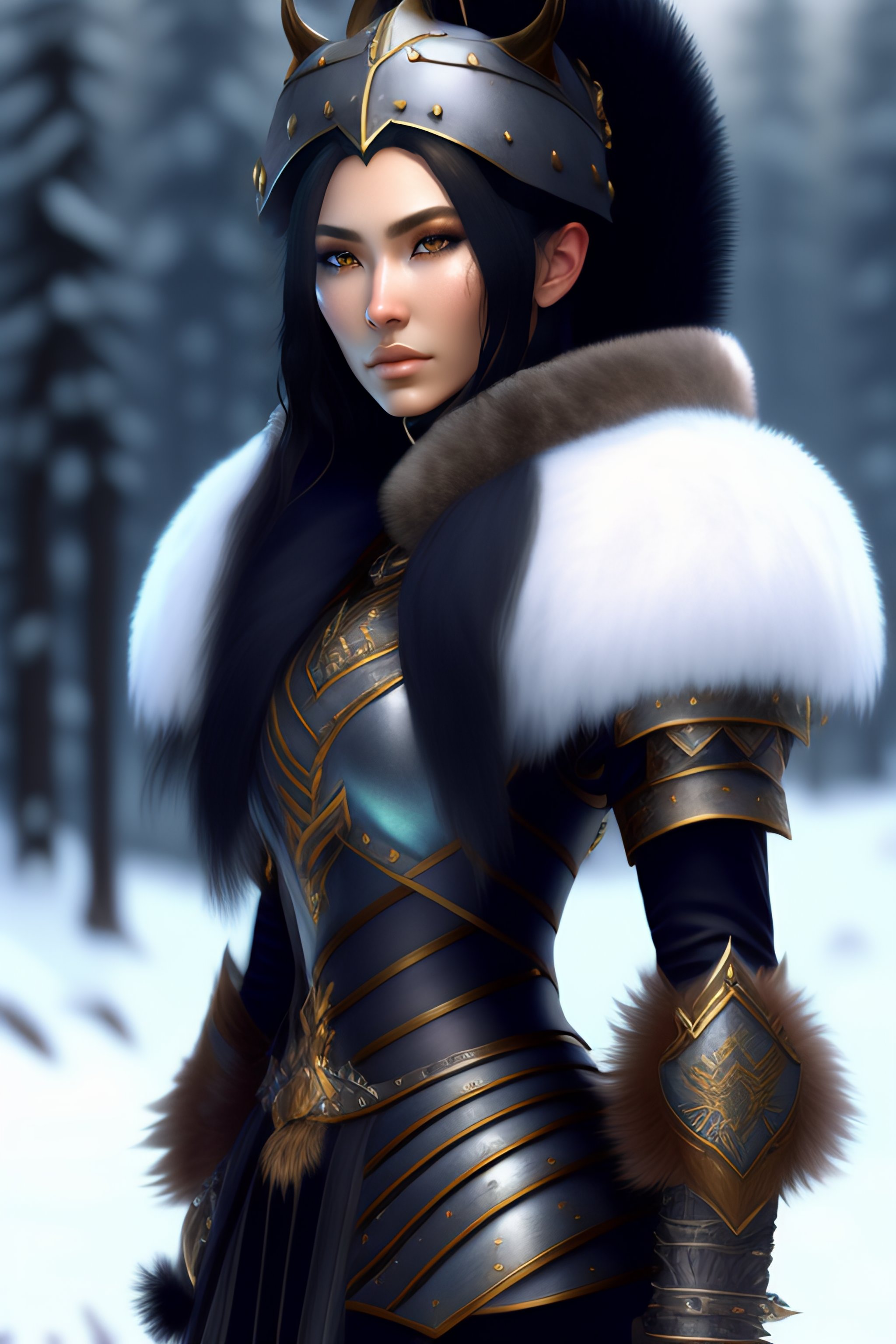 Lexica Kislev Ice guard, fur armor, winter armor, fantasy, woman