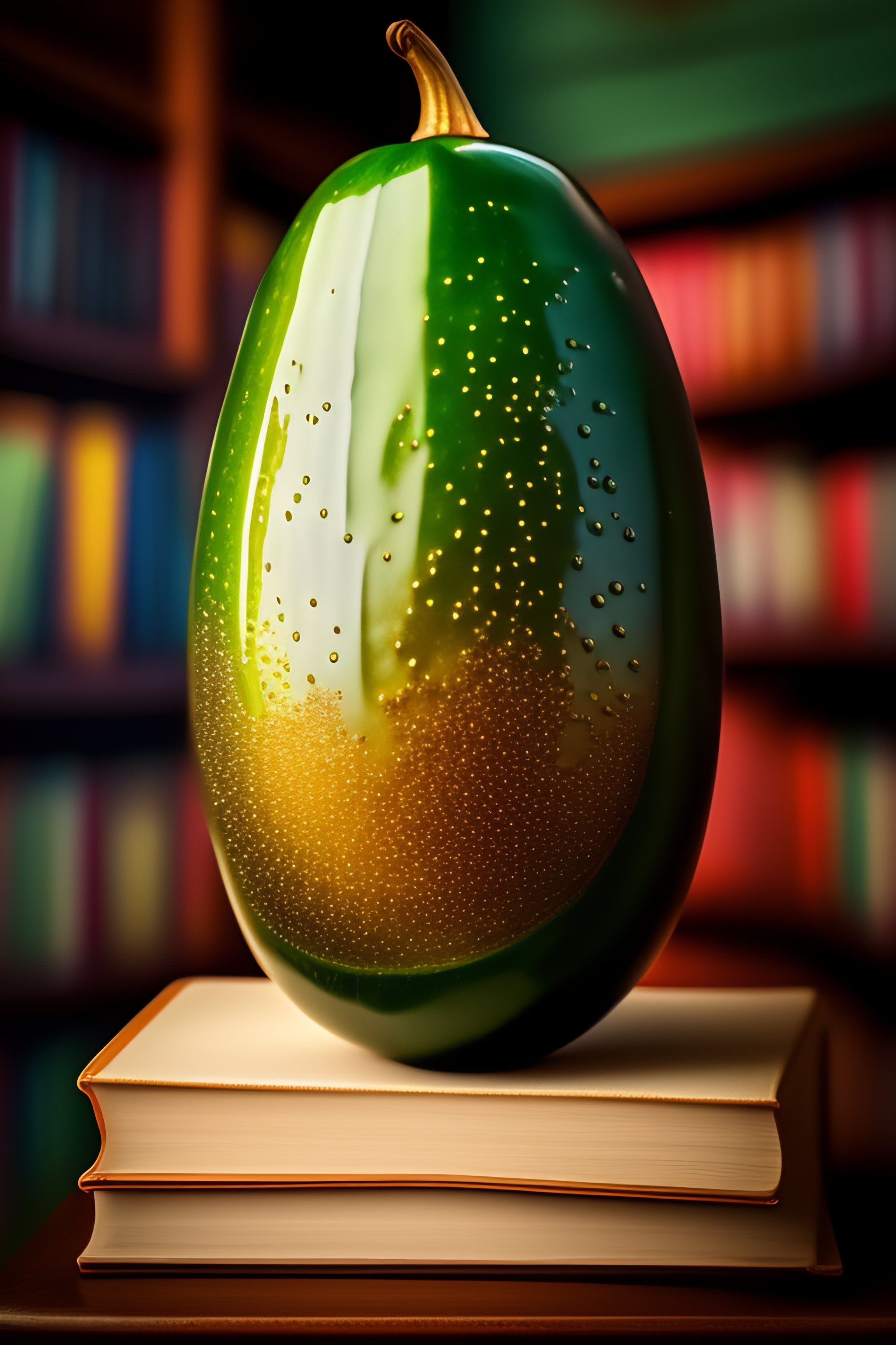 Lexica - Portrait of a pickle in a library