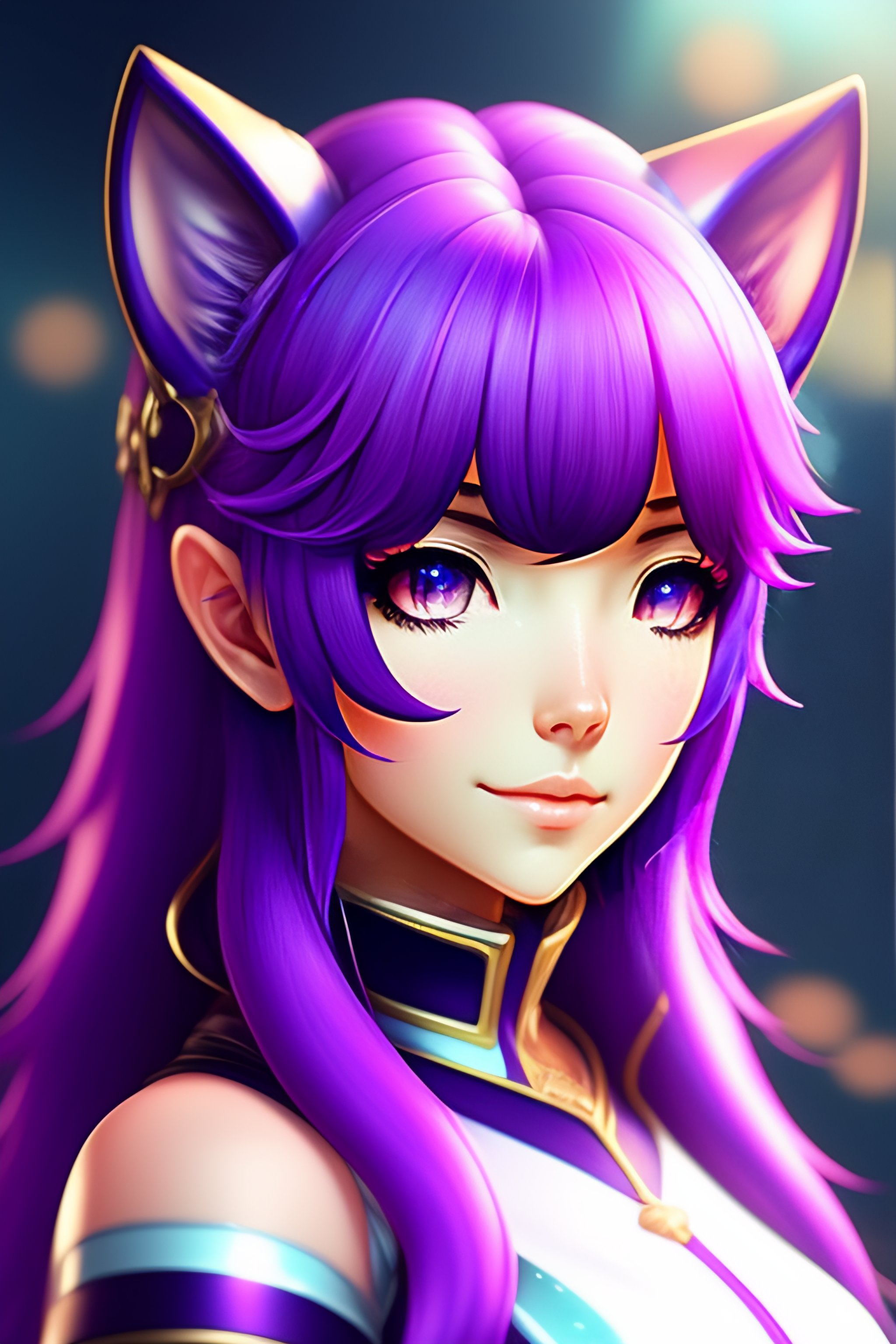 Lexica - Purple cat girl profile picture, anime style