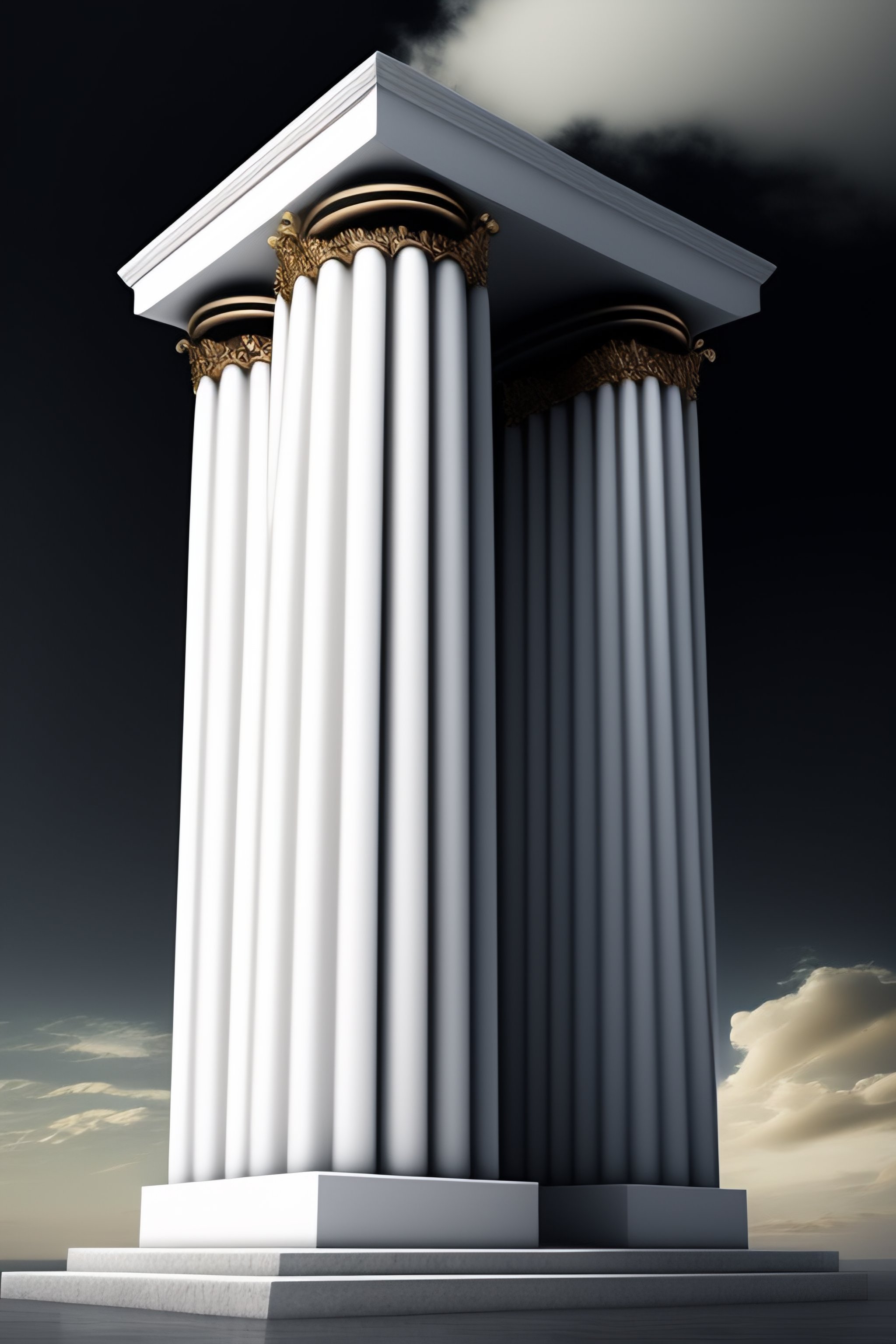 Lexica - Imagine just 2 white greek pillars on a black background