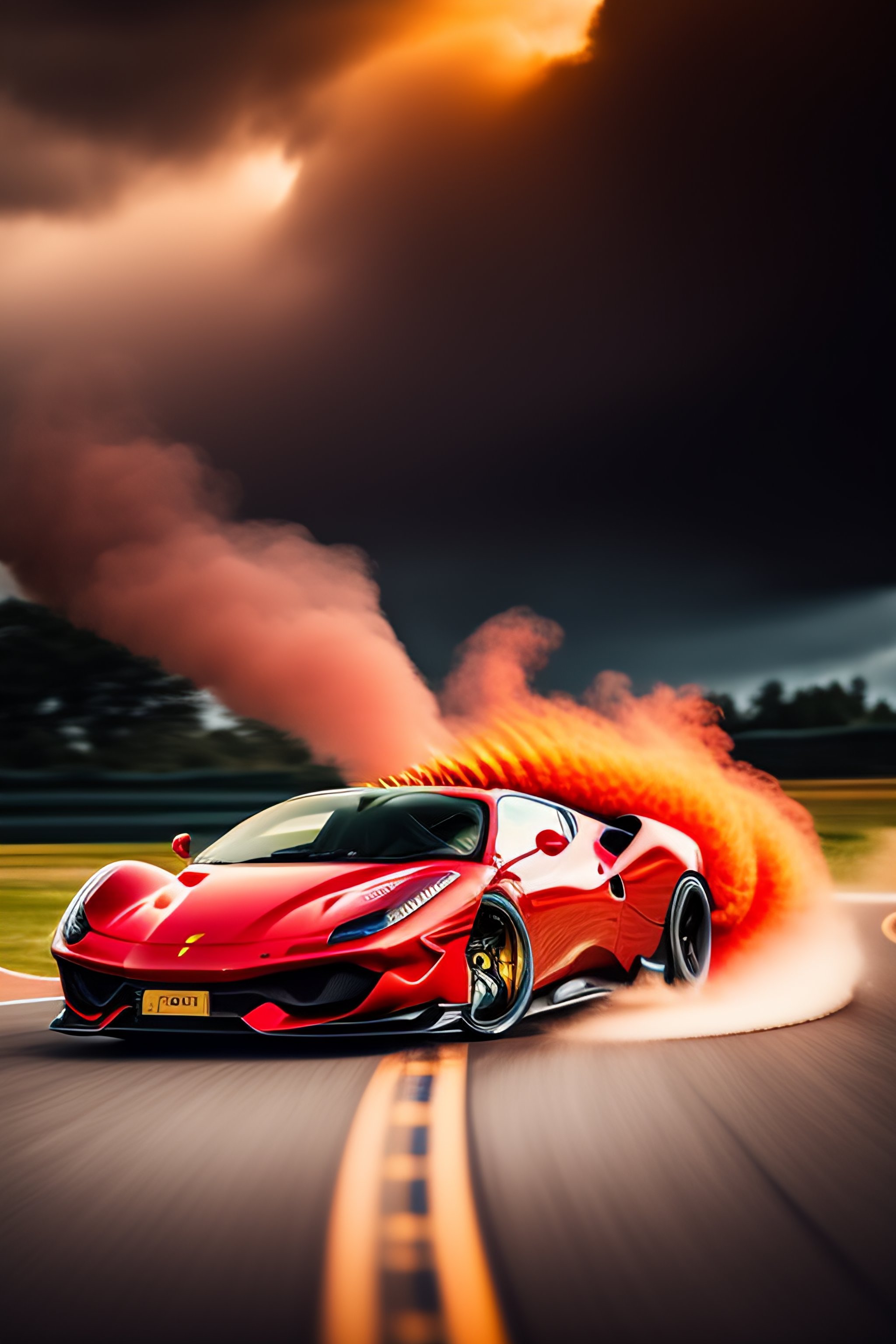 Lexica - A dragon racing a ferrari