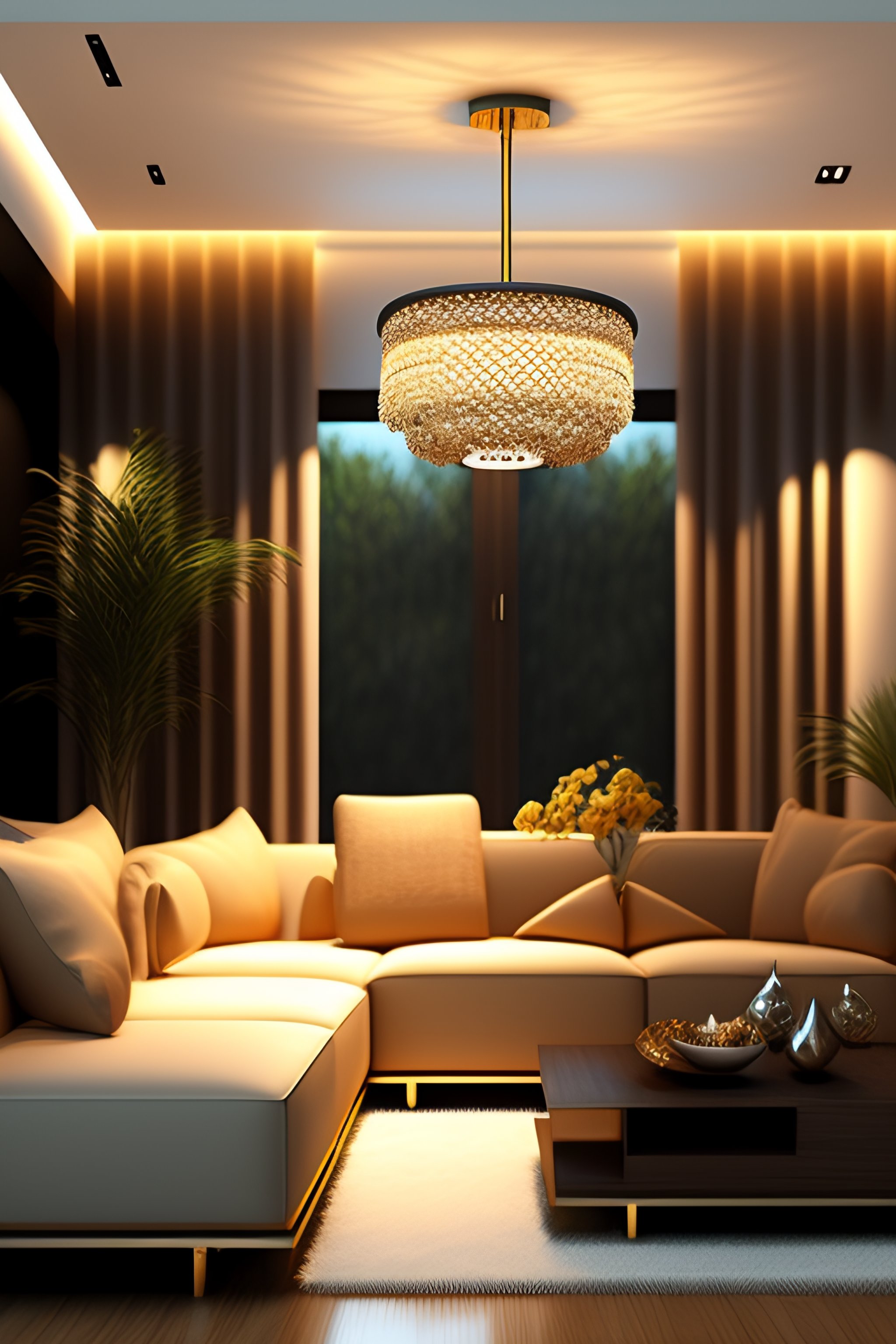 Lexica - Living room interior design, light, rattan furniture, lighting ...