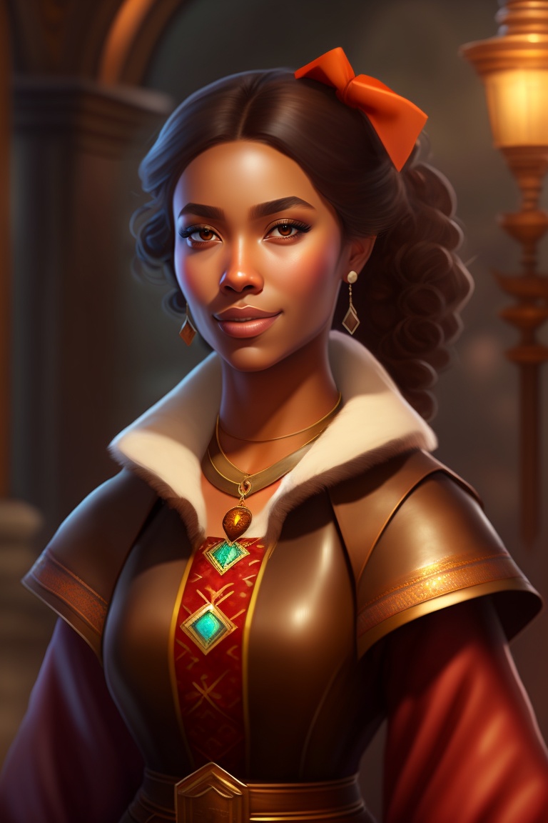 Lexica - Elf woman with brown skin, loose and short brown hair, in ...