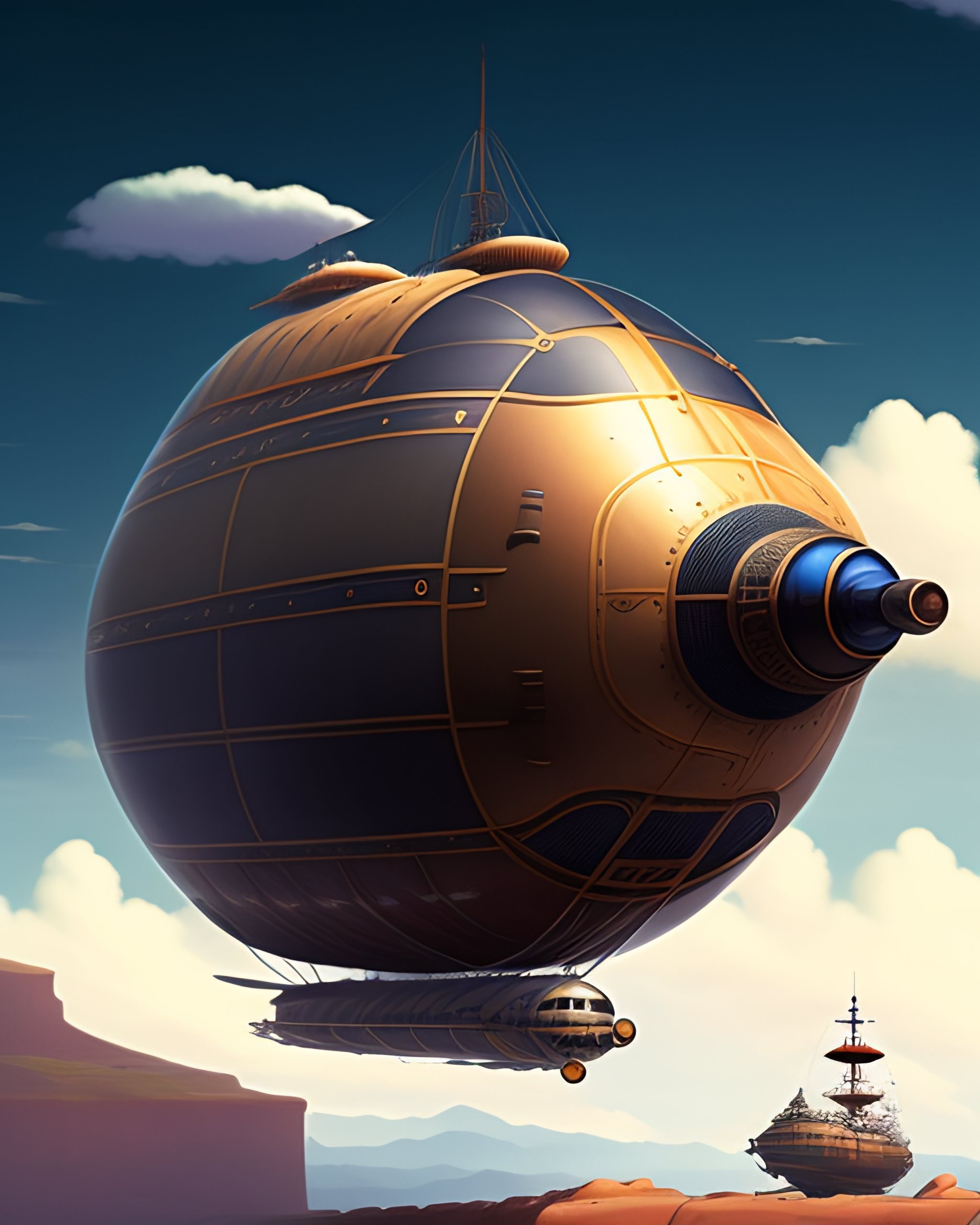 Lexica - Steampunk zeppelin with cannons in the style of 90's vintage ...