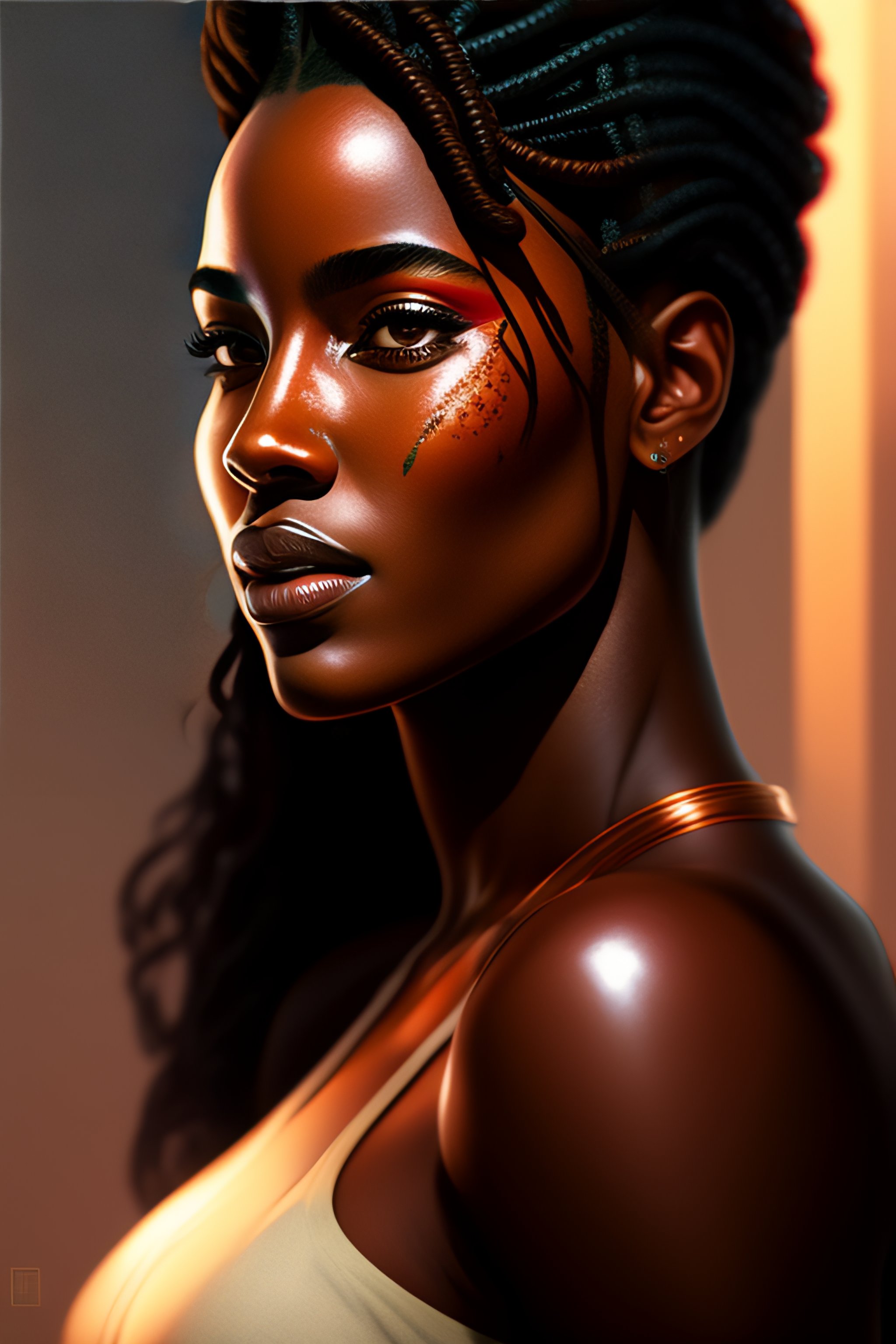 Lexica - Portrait of a brown-skinned god, copper wires, visible scars ...