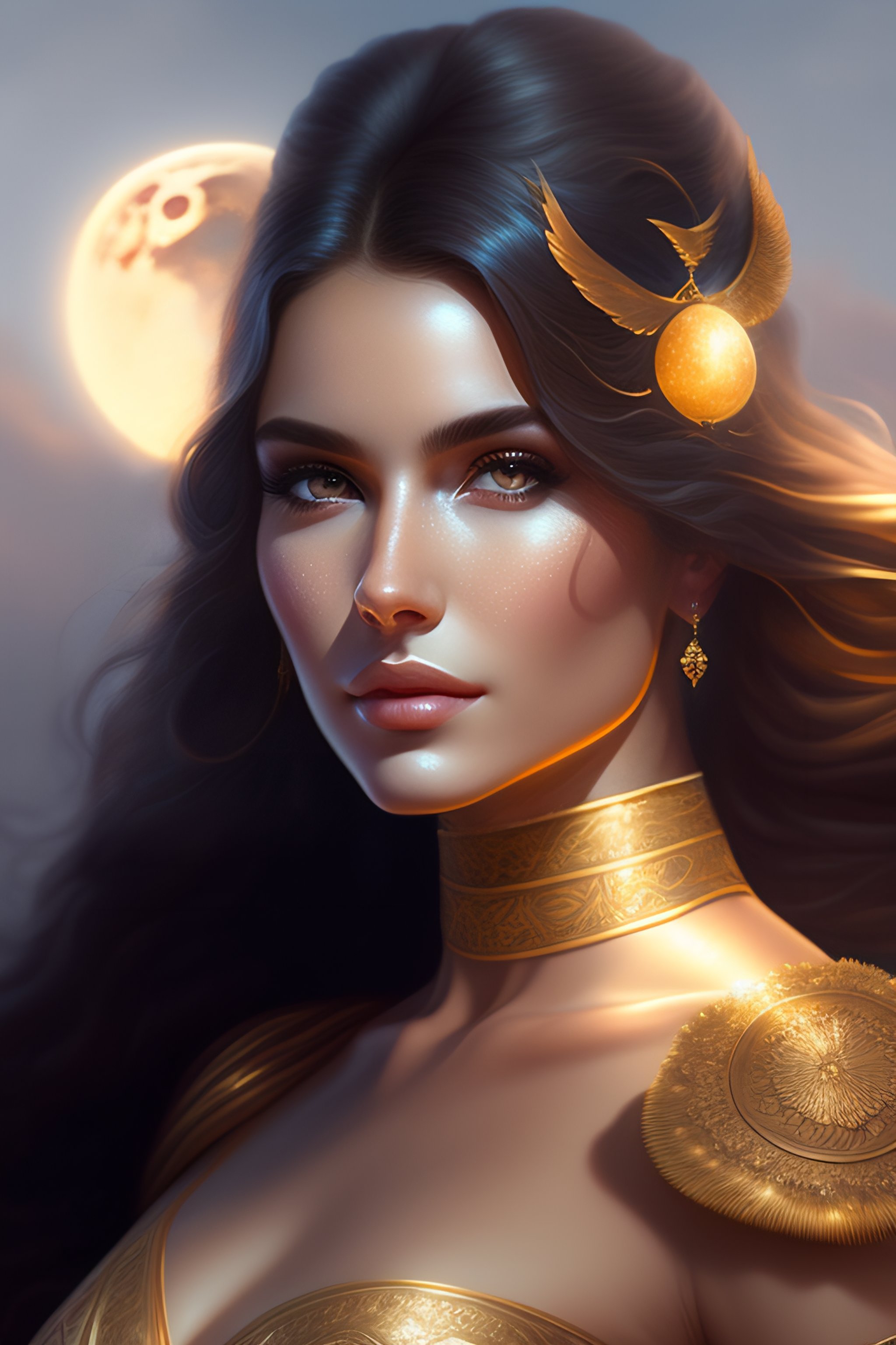 Lexica - A beautiful Seraphim princess, stylish wavy dark hair, perfect ...
