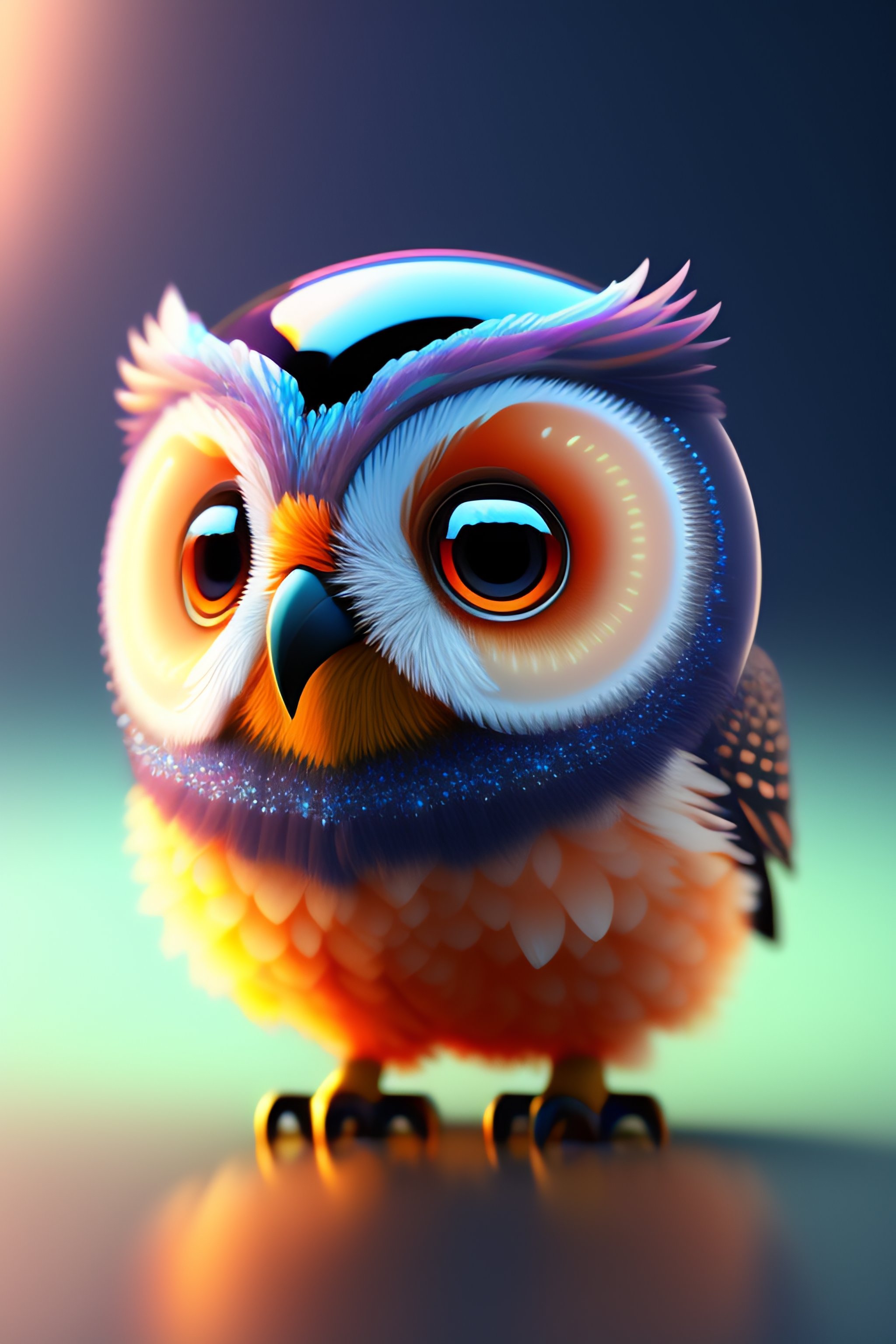 Lexica - A cute adorable baby owl made of crystal ball with low poly ...