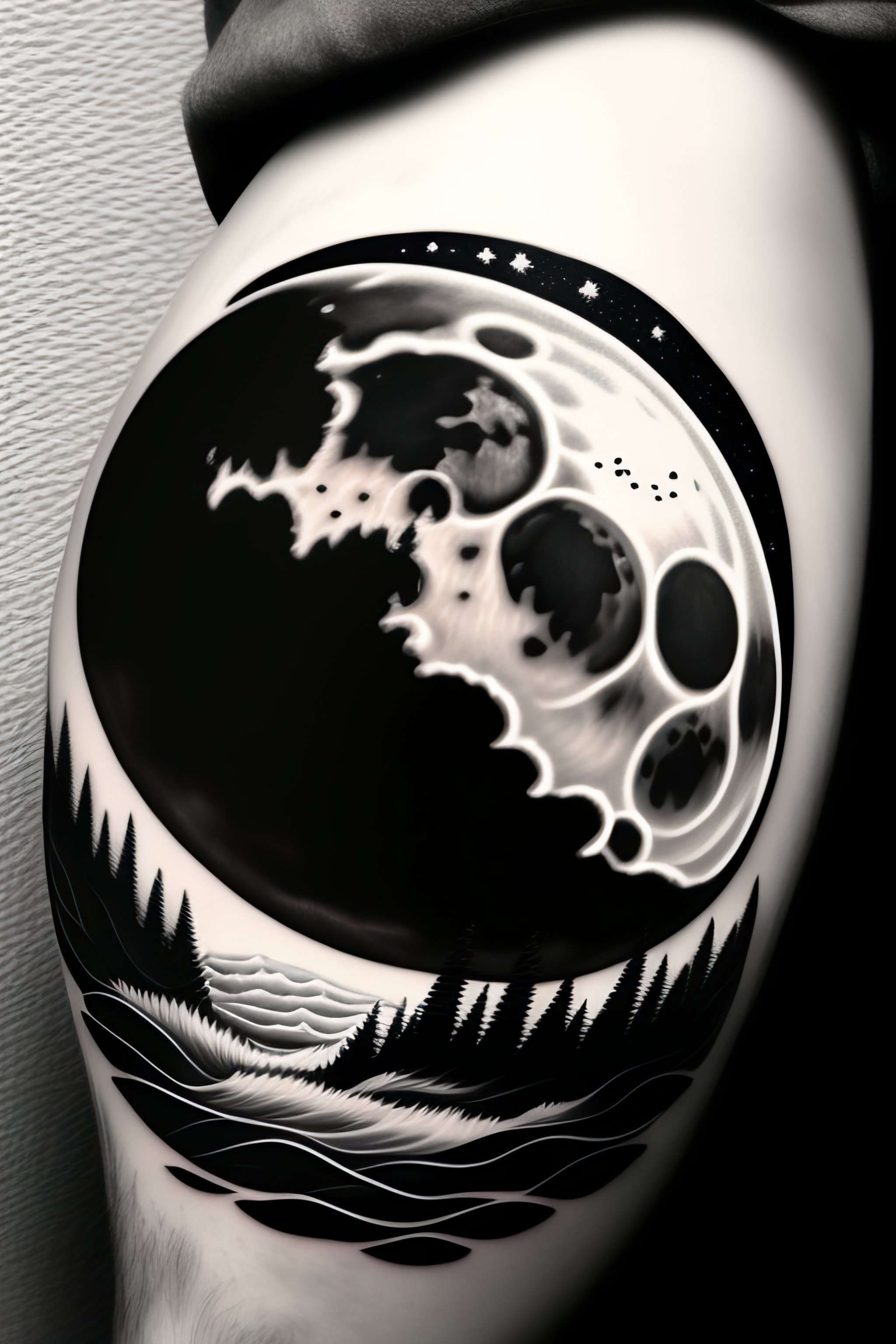 Lexica - Moon tattoo black and white, simple, no details